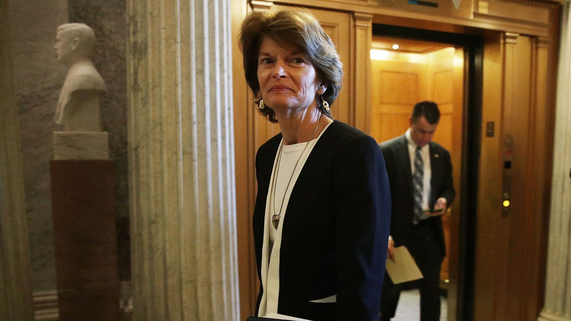 Sen. Lisa Murkowski walks into Capitol Building