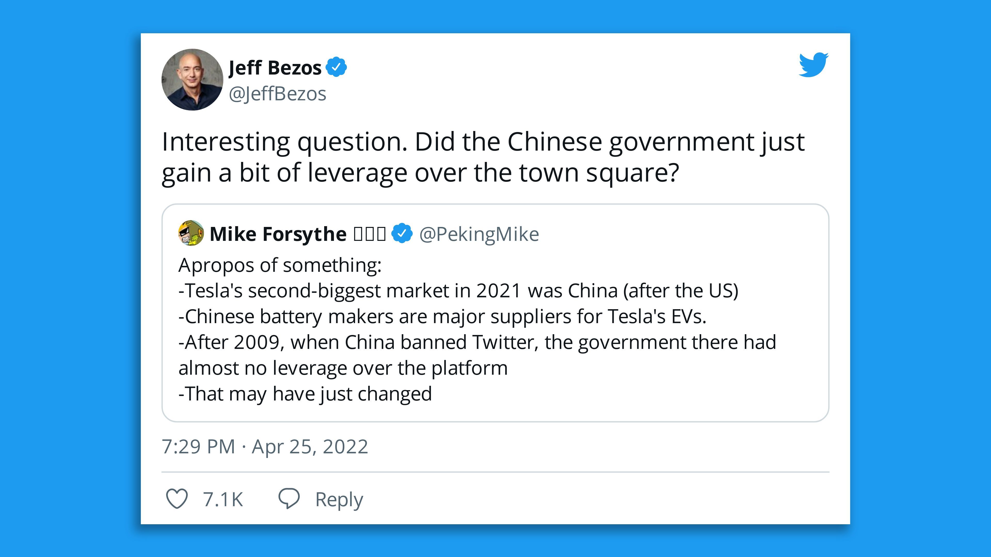 A screenshot of Jeff Bezos' tweet