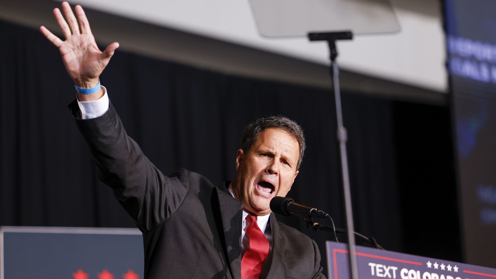 U.S. Rep. Jeff Crank speaks at a rally for President Trump in 2024. Photo: Michael Ciaglo/Getty Images