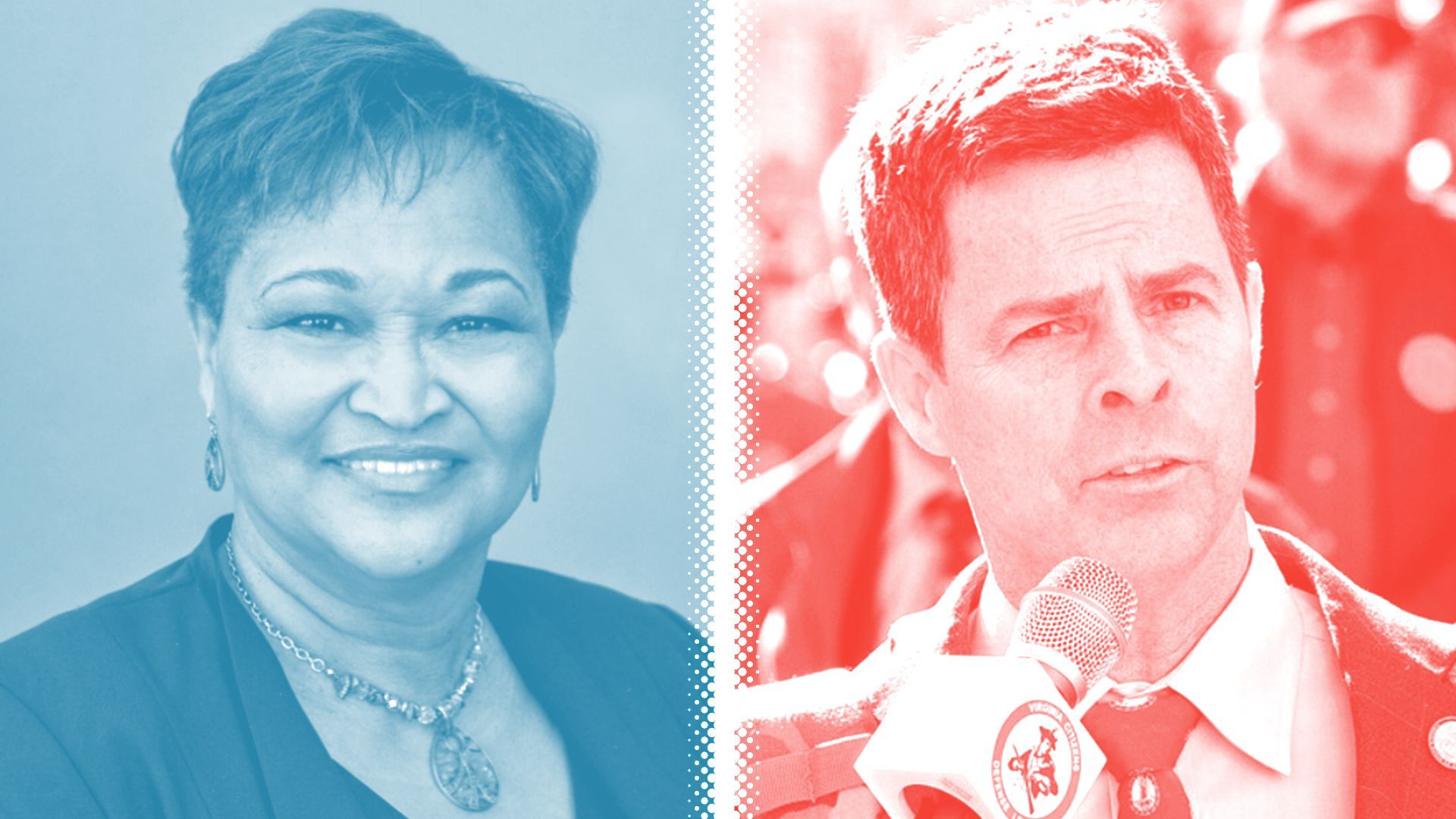 Photo illustration of Gloria Witt and John McGuire