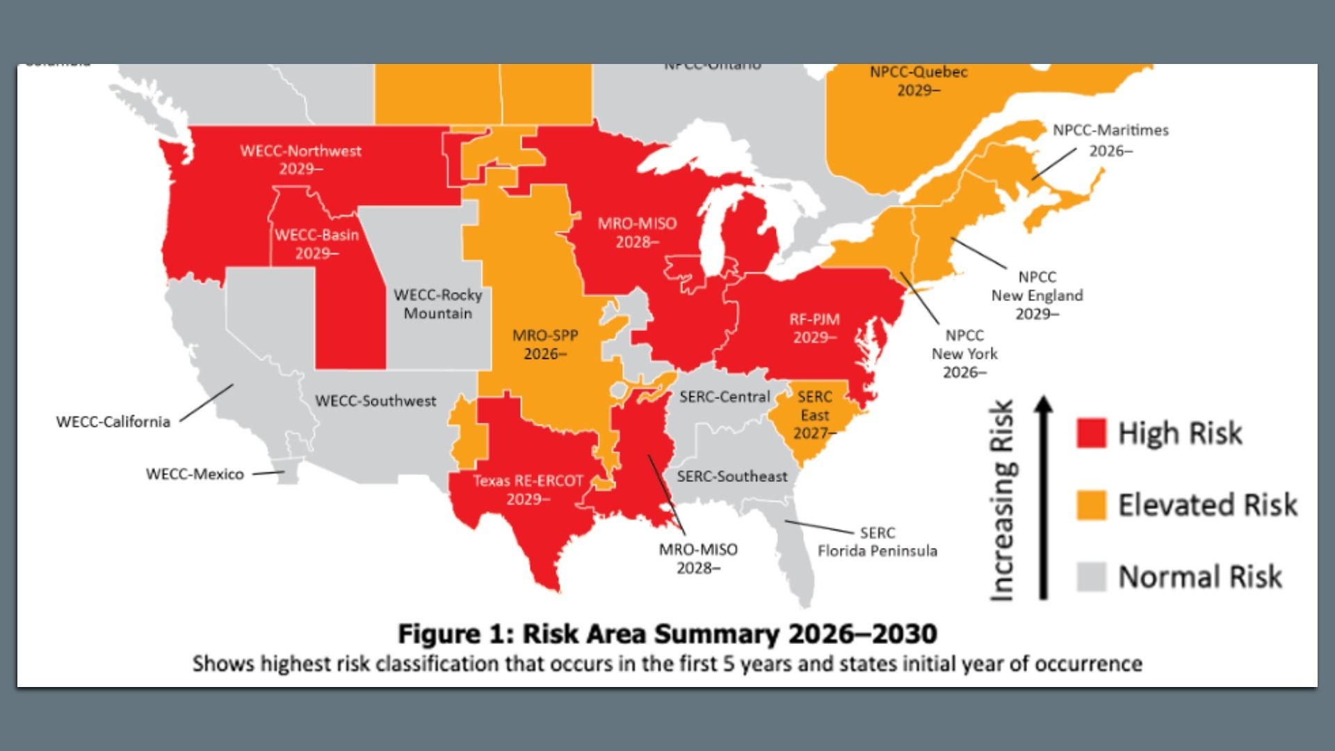 Map of U.S. areas facing elevated power outage risks