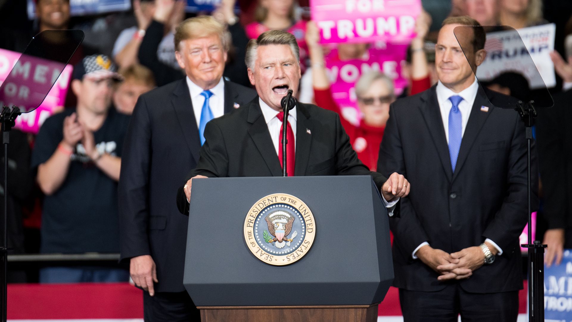 Mark Harris of North Carolina speaks at trump rally
