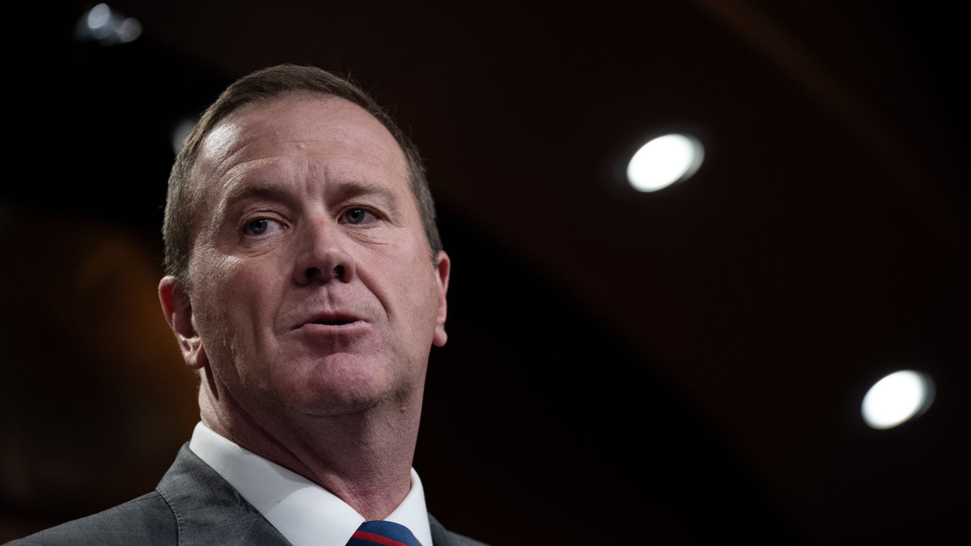 Sen. Eric Schmitt speaks during a news conference at the U.S. Capitol Hill in January. 