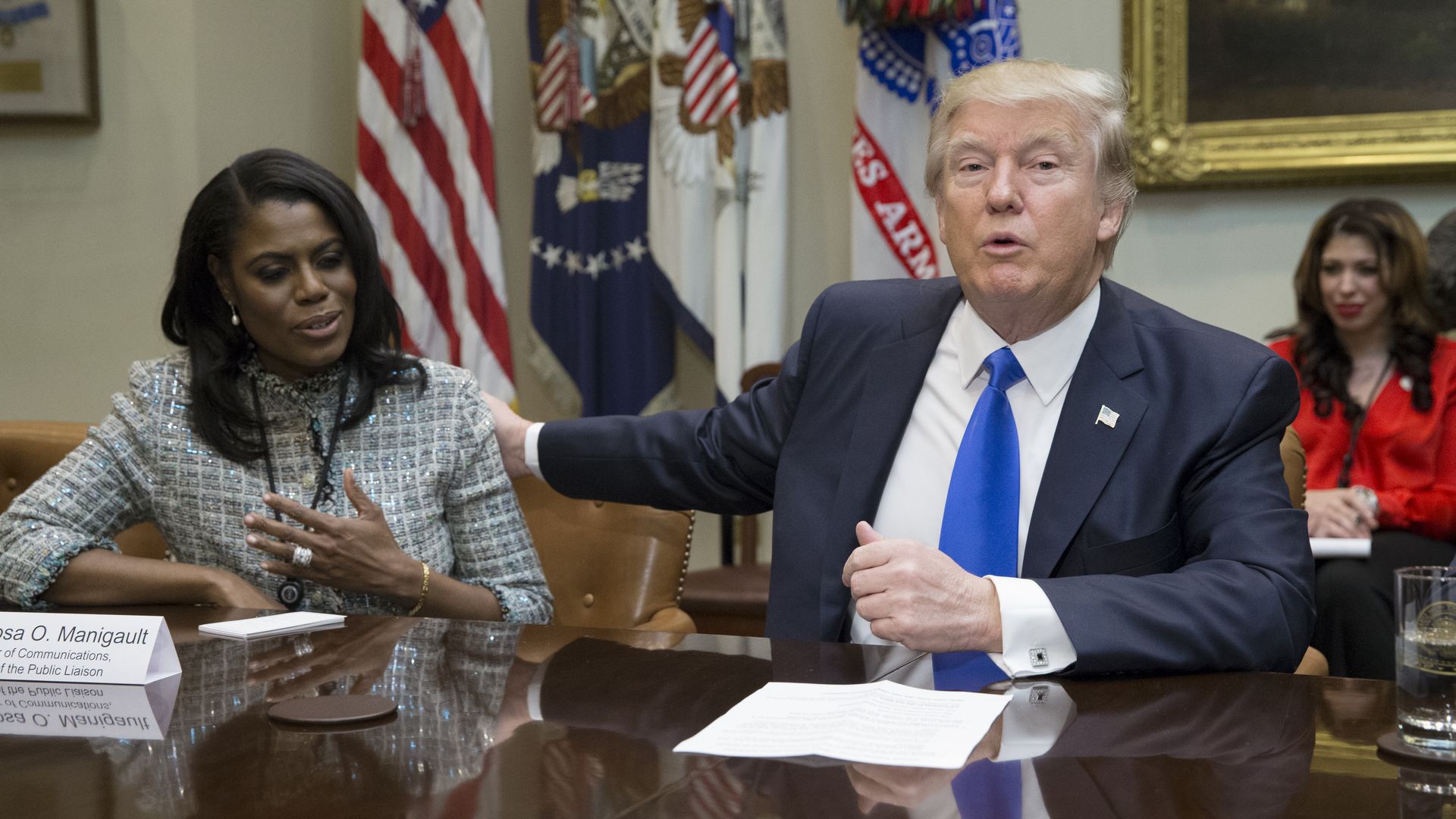Donald Trump holds an African American History Month listening session attended by Director of Communications for the Office of Public Liaison Omarosa Manigault (