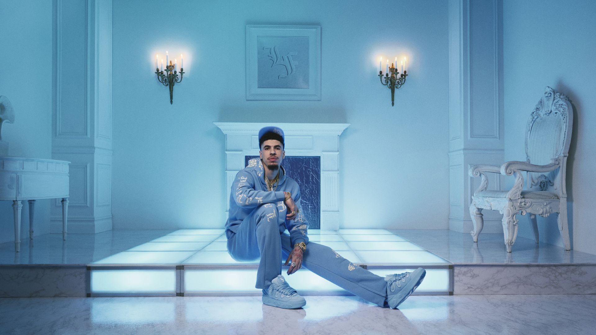 LaMelo Ball poses in his new LF collection. 