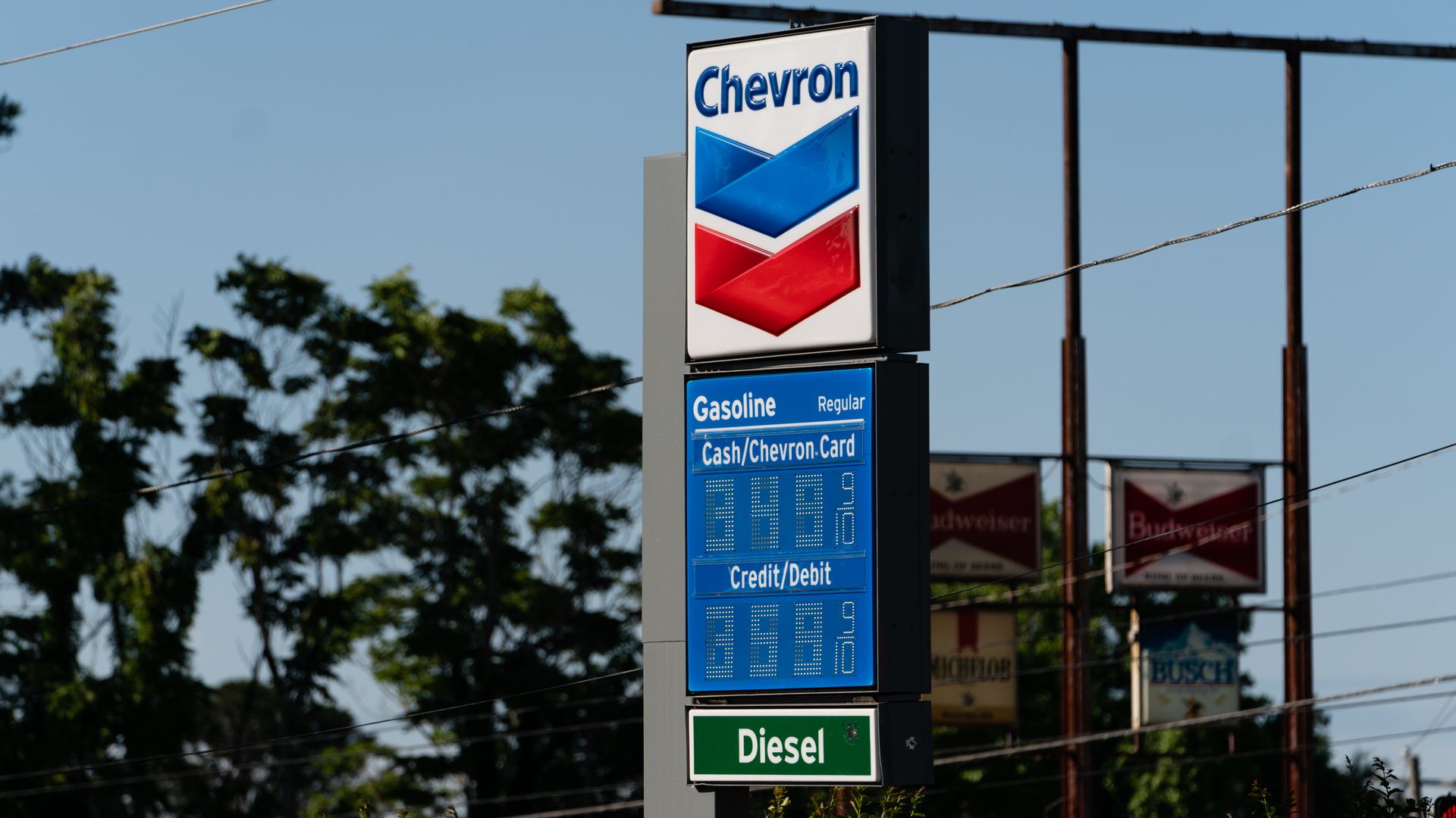 A Chevron Corp. gas station displays a price for regular gas exceeding $3.50 a gallon in Atlanta.