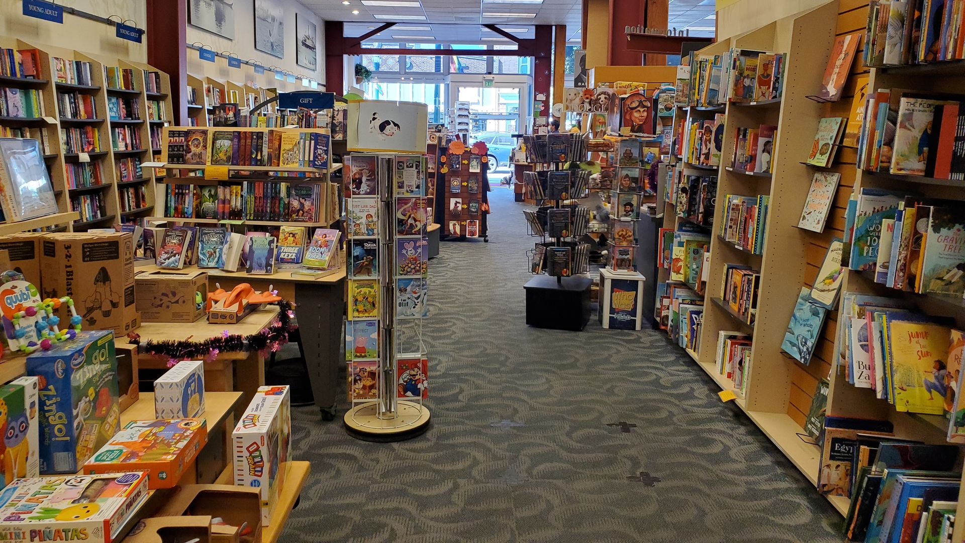Photo of rows of bookshelves in an open layout store
