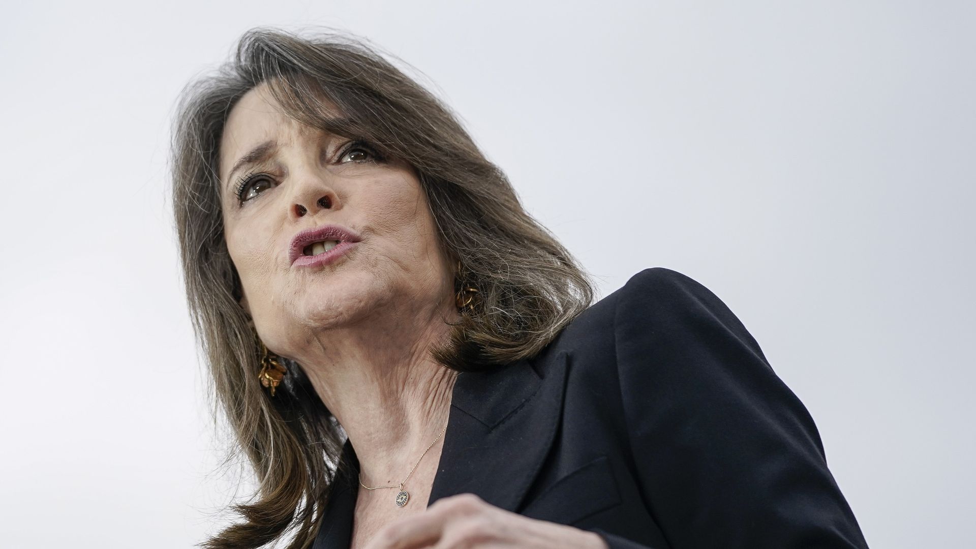  Marianne Williamson speaks as she endorses Democratic presidential candidate Sen. Bernie Sanders (I-VT) during a campaign rally at Vic Mathias Shores Park on February 23, 2020 in Austin, Texas. 