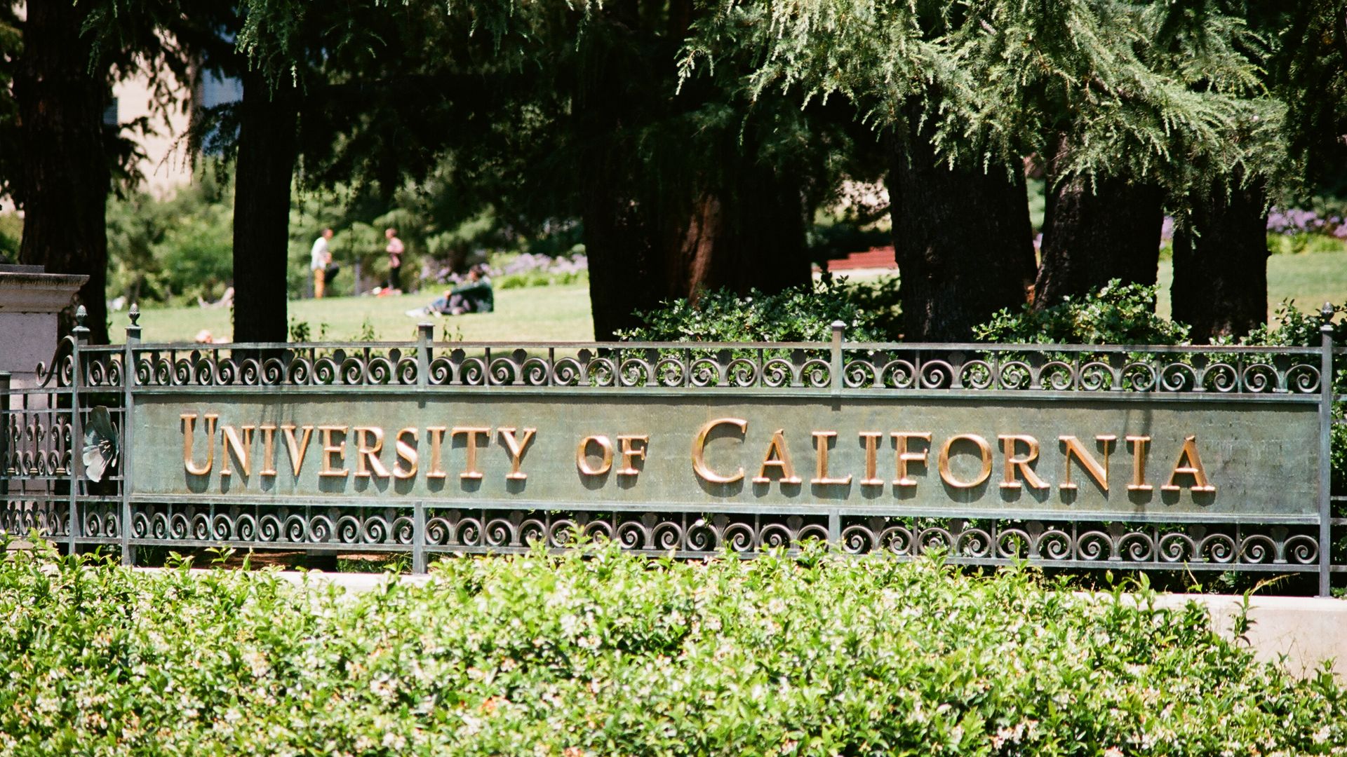 Signage outside the University of California, Berkeley in July 2017.