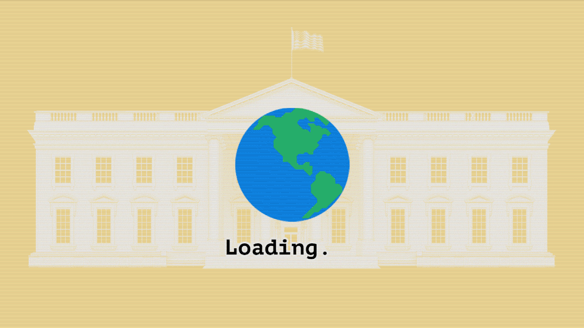 Illustration of the Earth as a loading icon on the White House.