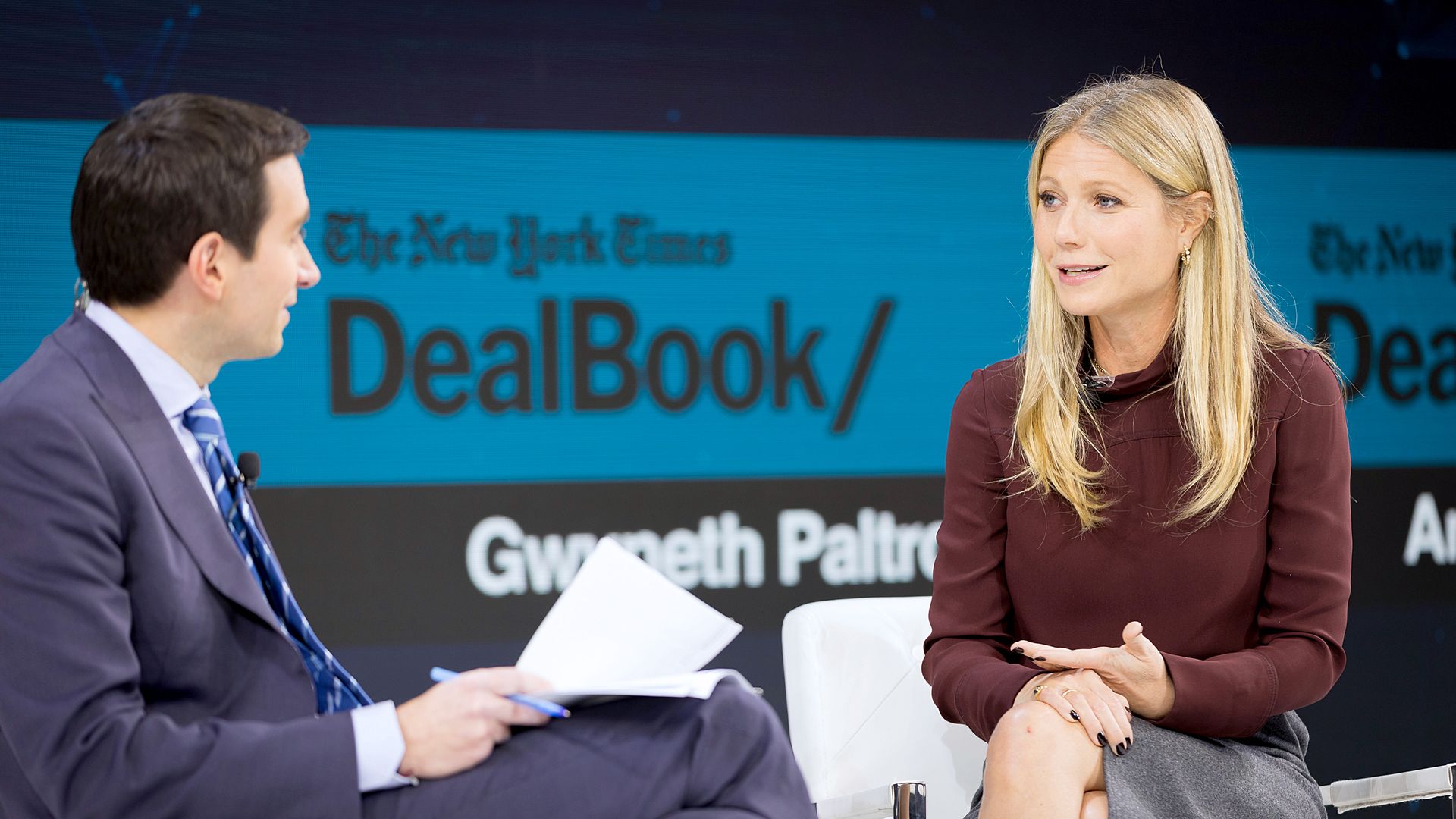 Gwyneth Paltrow, Founder and C.E.O., goop onstage at 2019 New York Times Dealbook on November 06, 2019 in New York City. (Photo by Mike Cohen/Getty Images for The New York Times)