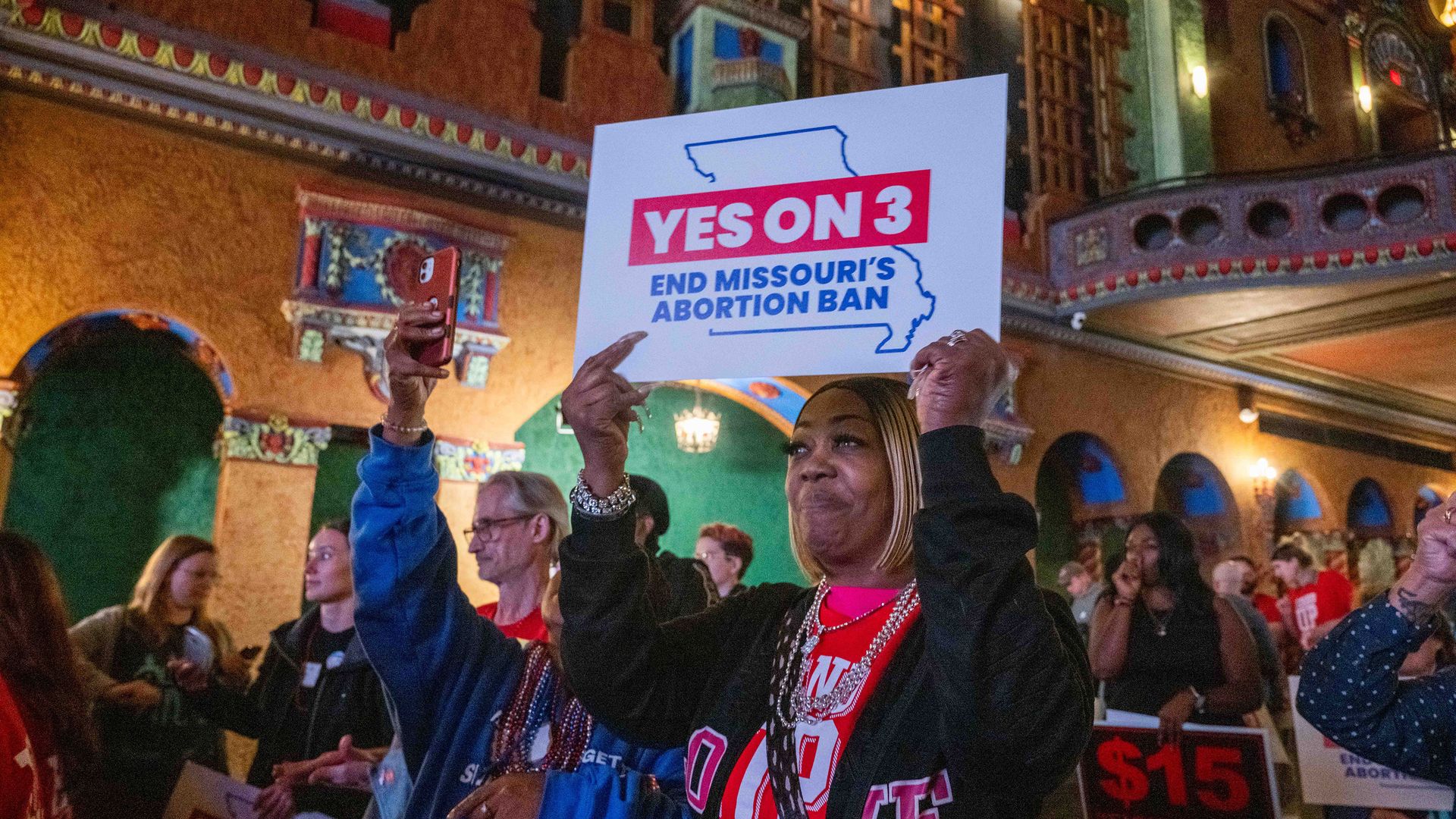 MIssouri abortion rights amendment supporters on election night. 