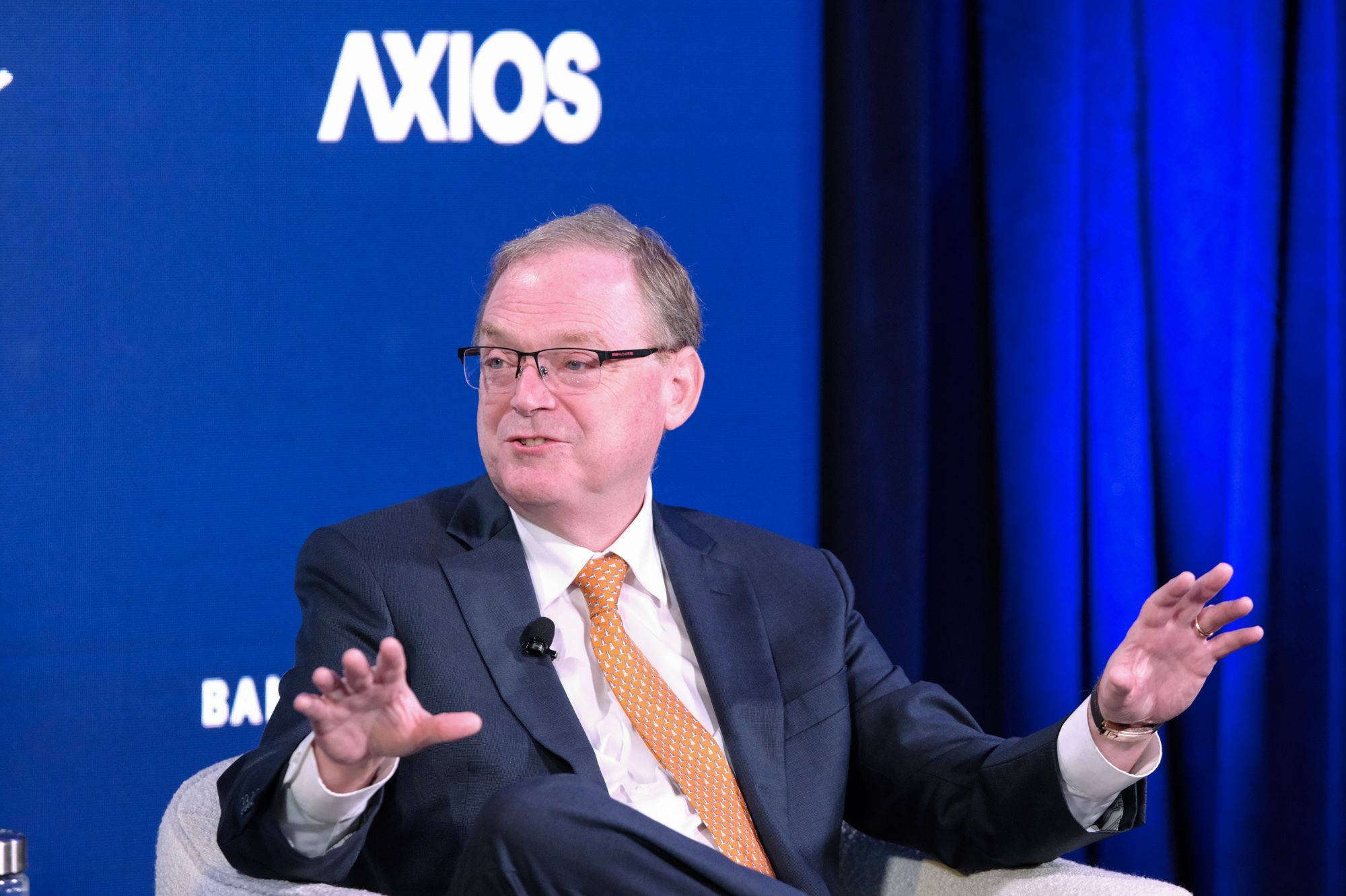 Axios' Neil Irwin interviews Kevin Hassett, director of the National Economic Council, at an Axios News Shapers event in D.C. yesterday.