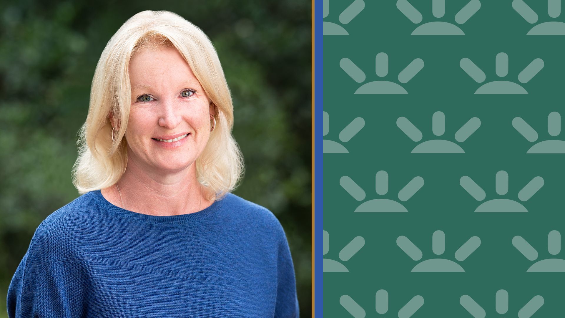 Photo illustration of Margaret Richardson, surrounded by a pattern made from the GoFundMe logo.