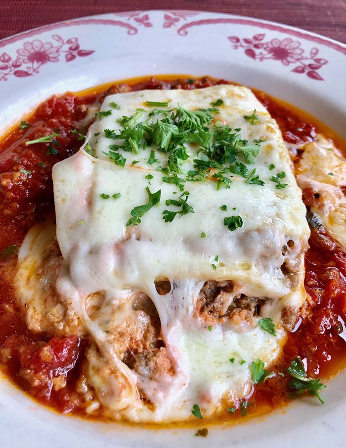 lasagna at mama ricottas restaurant charlotte