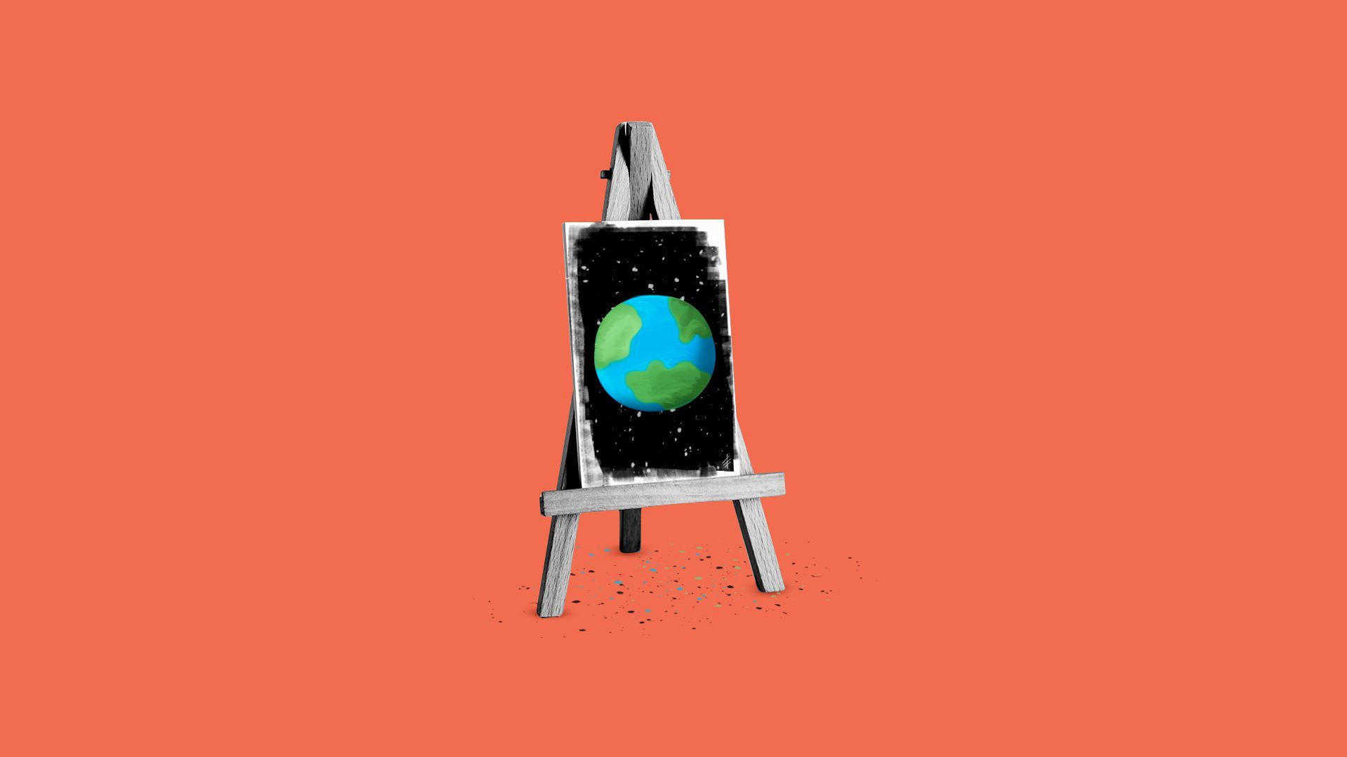An illustration of the earth painted onto a canvas 