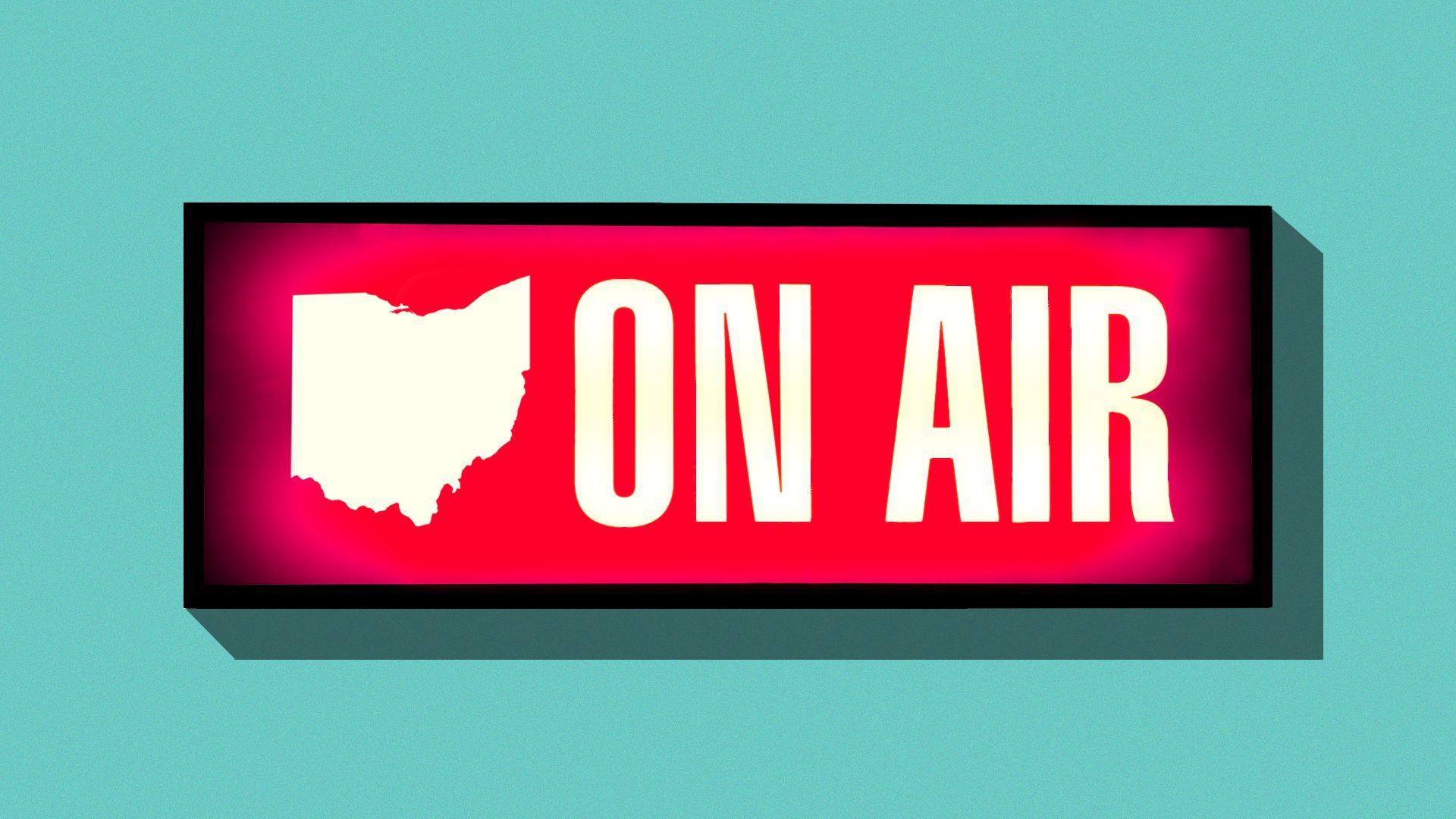 Illustration of state of Ohio on an "On Air" Sign