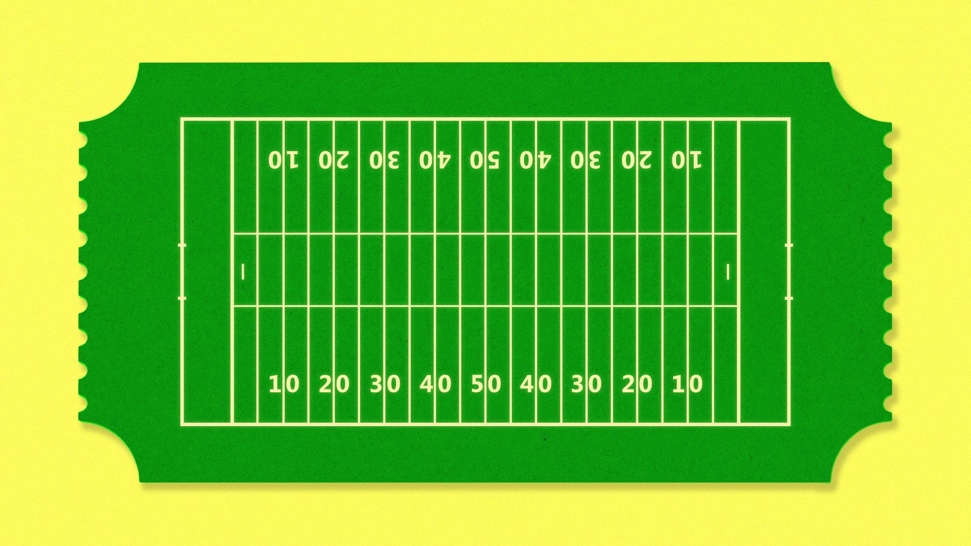 Illustration of a ticket that looks like a football field.