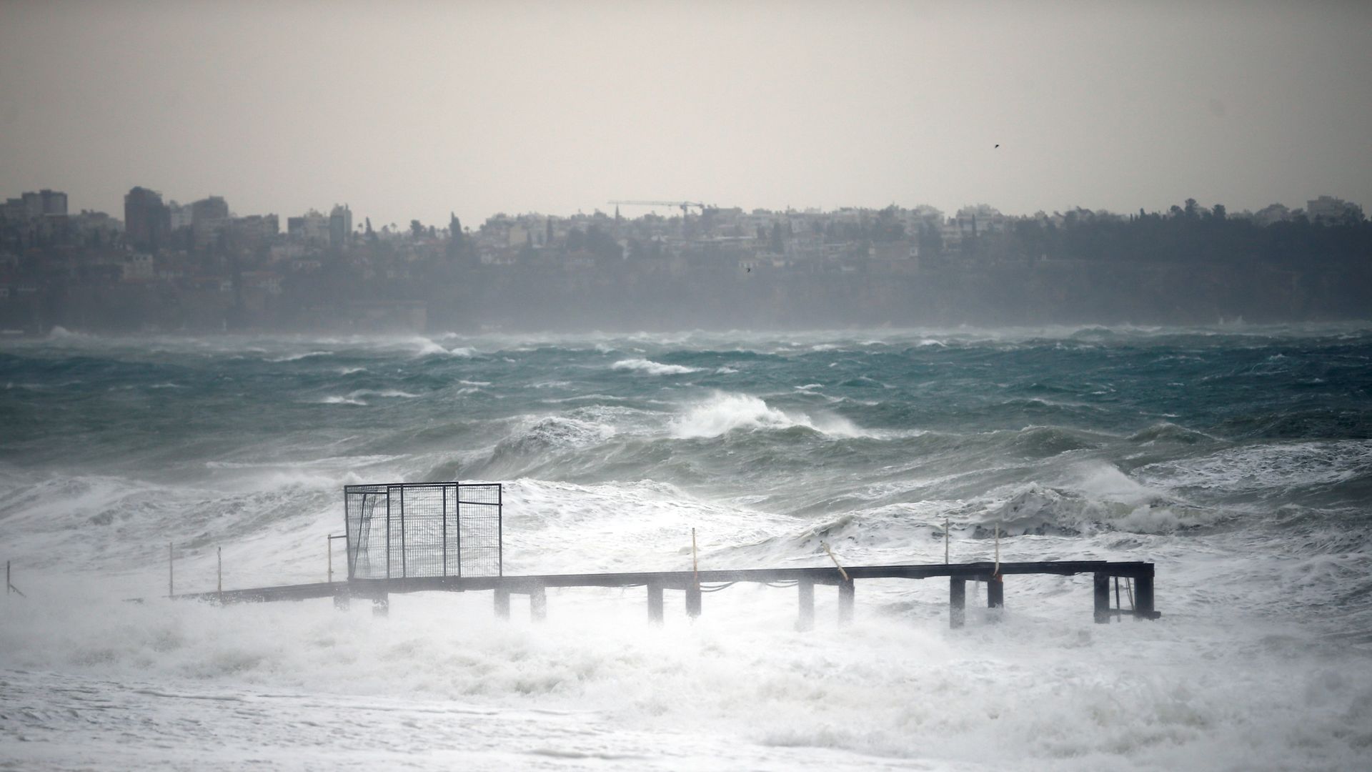 Antalya with heavy rain.