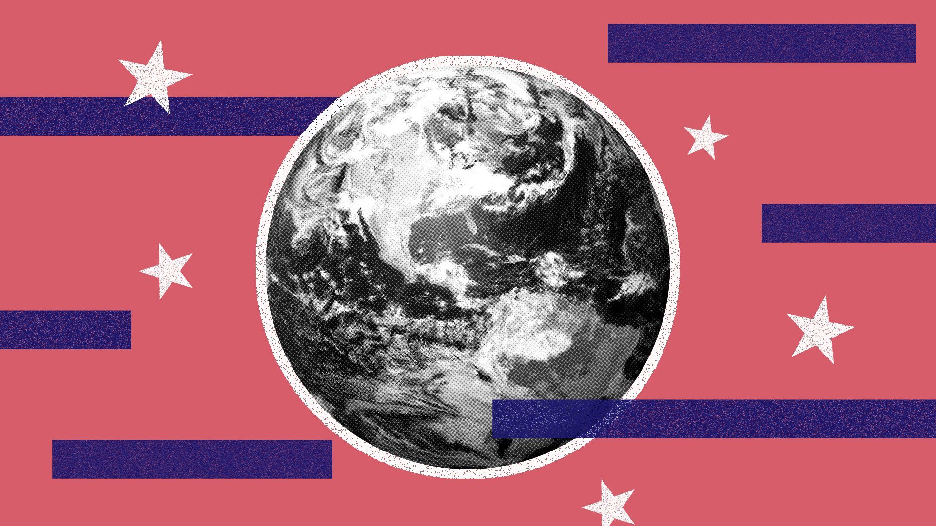Illustrated collage of the Earth showing North and South America.