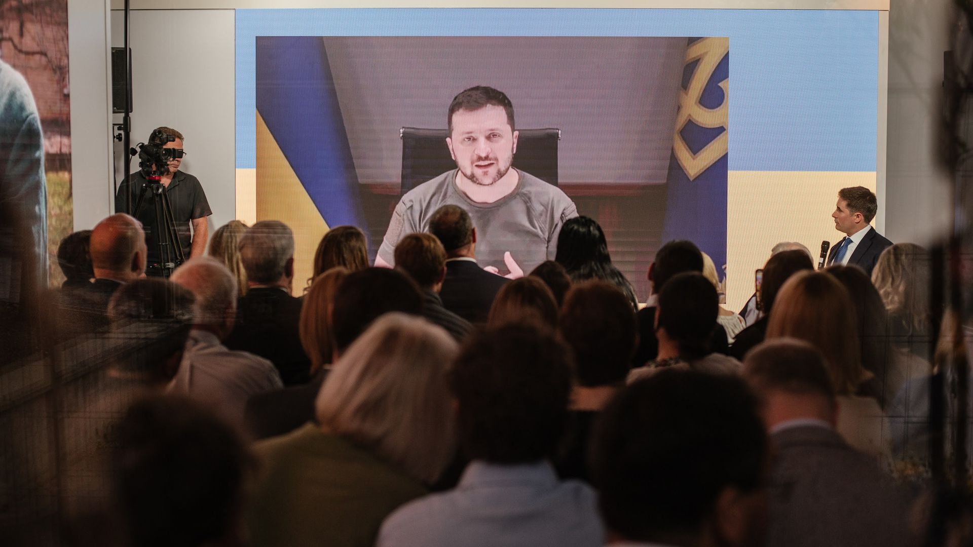 Axios' Jonathan Swan interviews Zelensky at the Ukraine House at Davos 