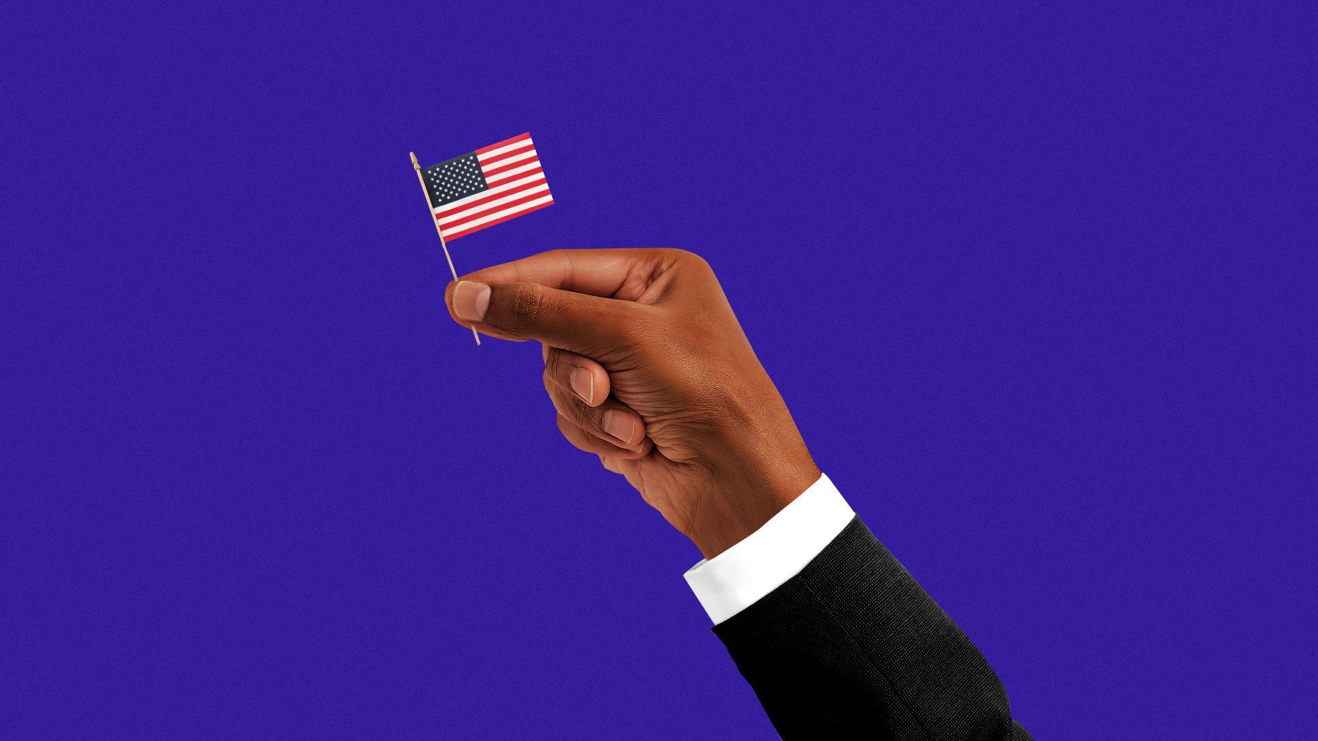 illustration of a and holding a tiny american flag