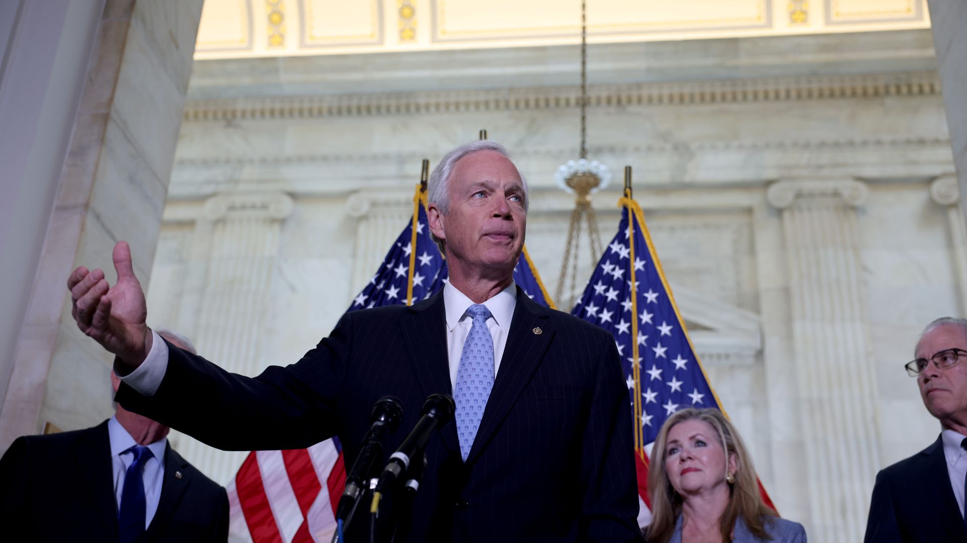 Sen. Ron Johnson (R-Wis.) speaking during a press conference on June 10.