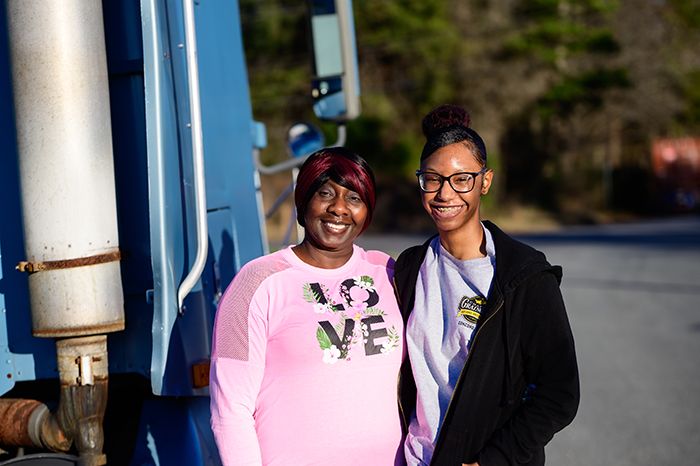 Mona Hill homeless bus driver, and daughter Rebekah, January 2020. Photo by Alvin Jacobs
