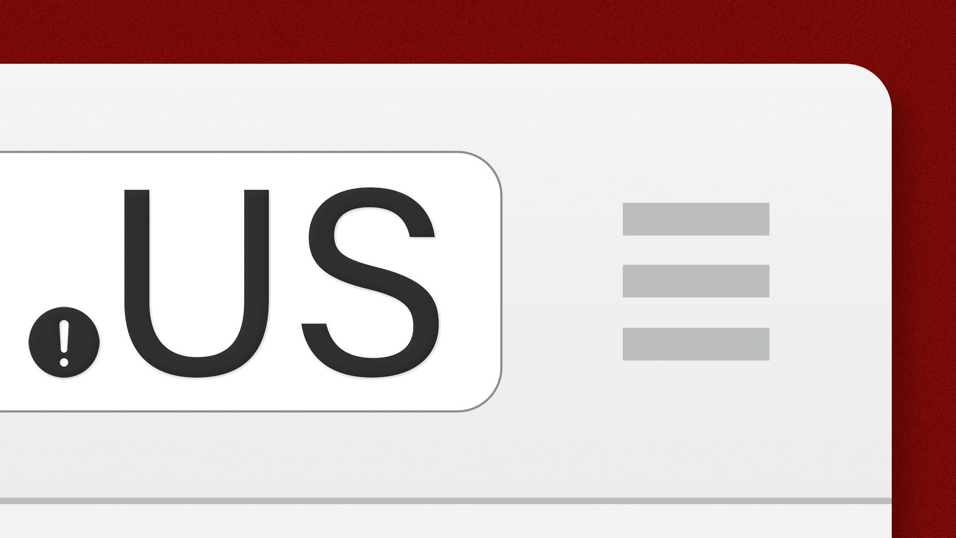 Illustration of the dot in a web browser domain name with a warning sign exclamation point in it.