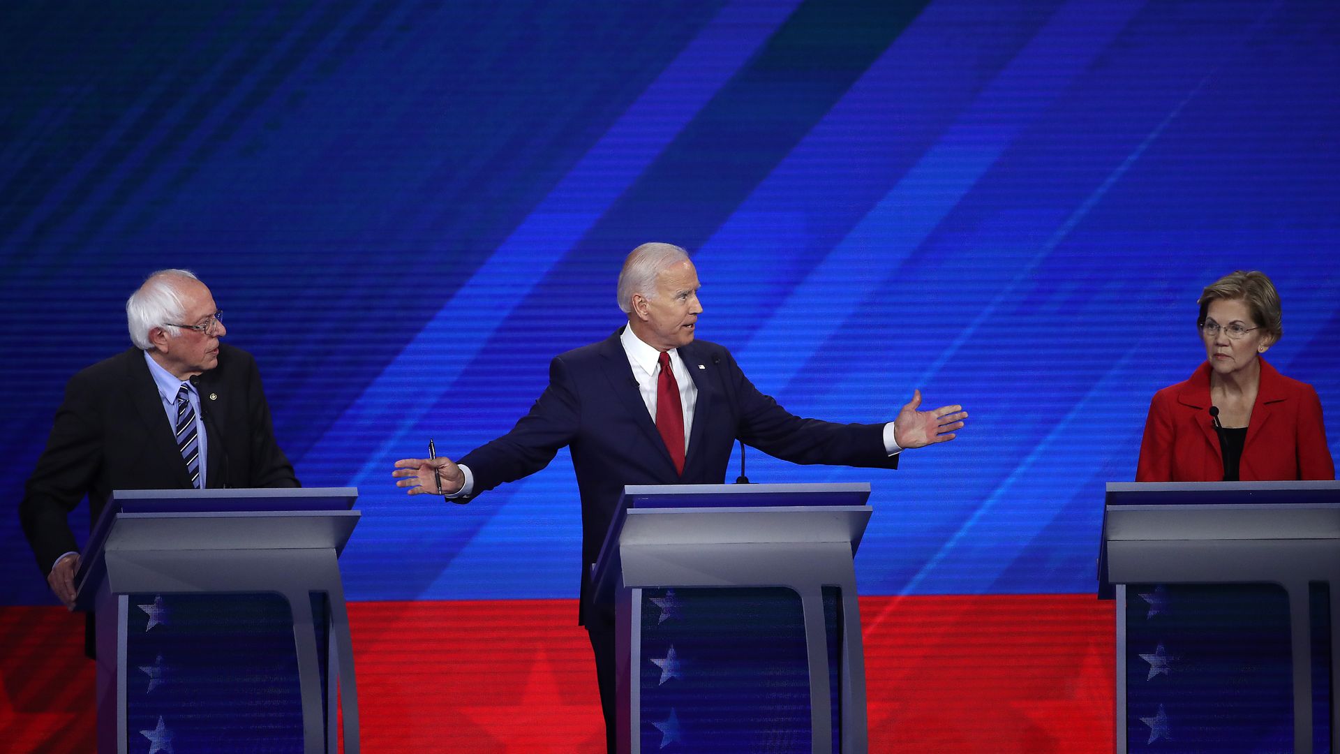 Bernie Sanders, Joe Biden and Elizabeth Warren
