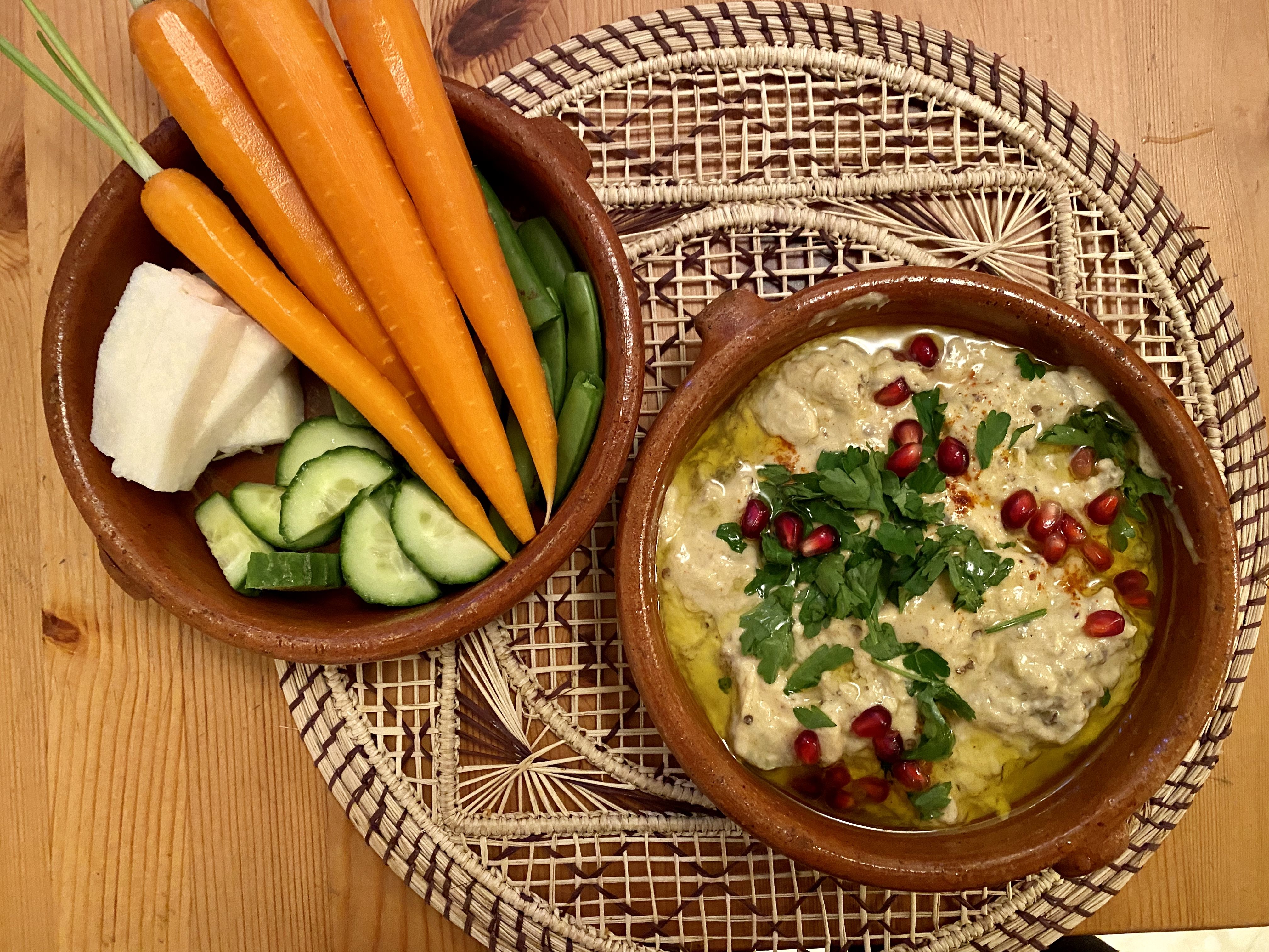 Baba ganoush and crudites.