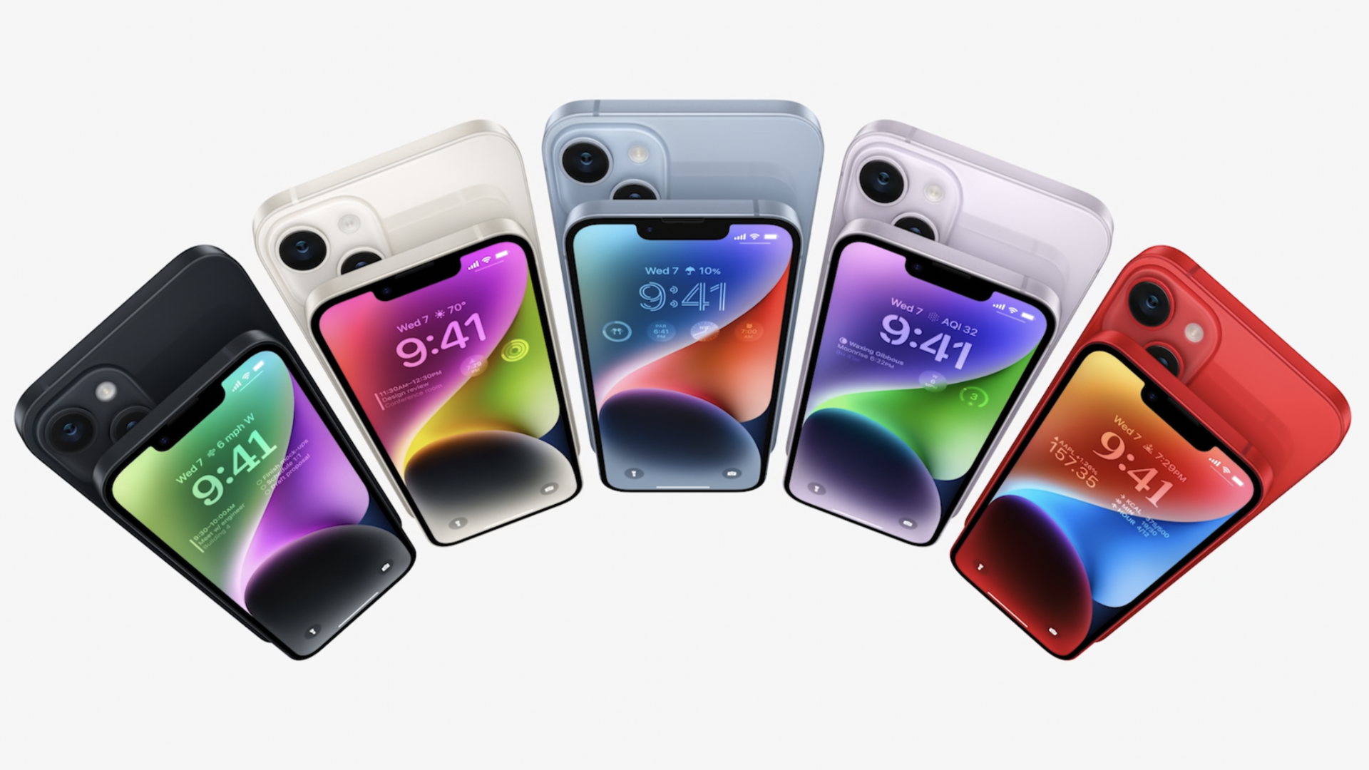 The iPhone 14 in various colors