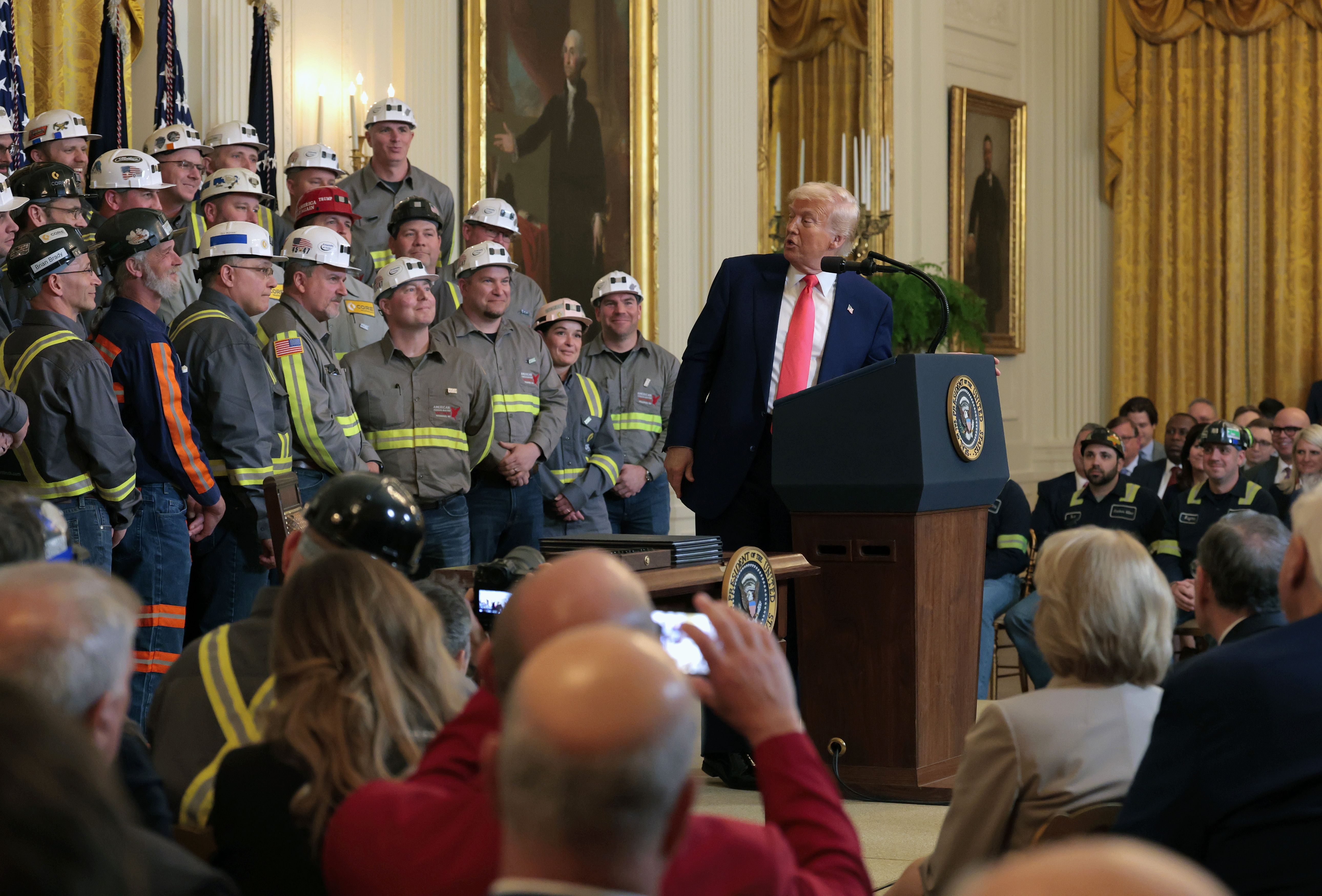 Trump with coal miners