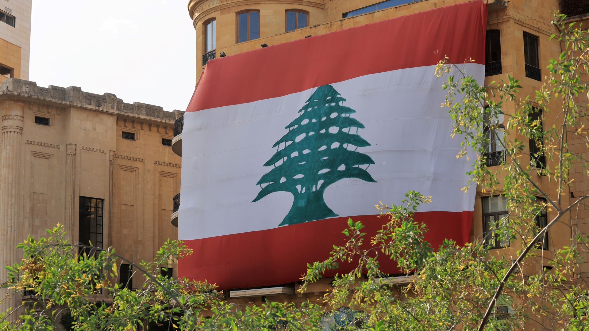 A Lebanese flag in Beirut. 