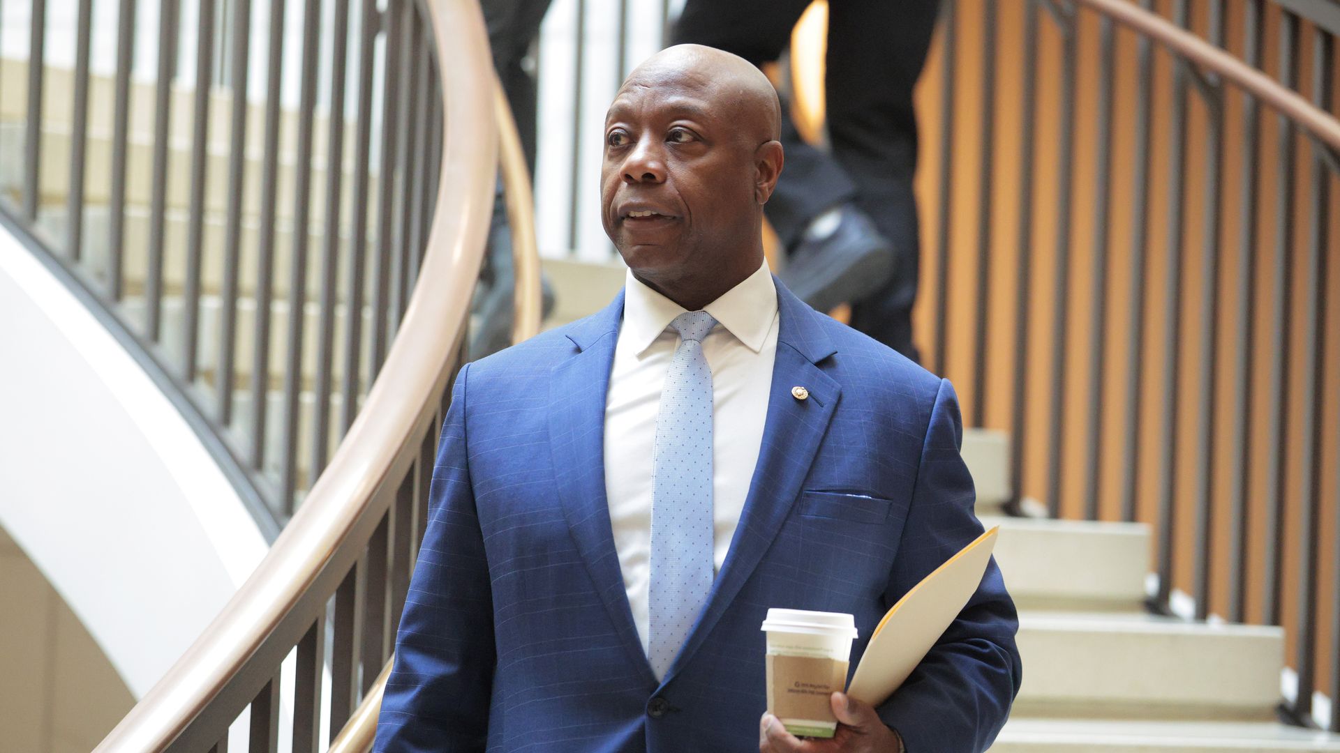 U.S. Sen. Tim Scott (R-SC) arrives for a closed door meeting on Capitol Hill