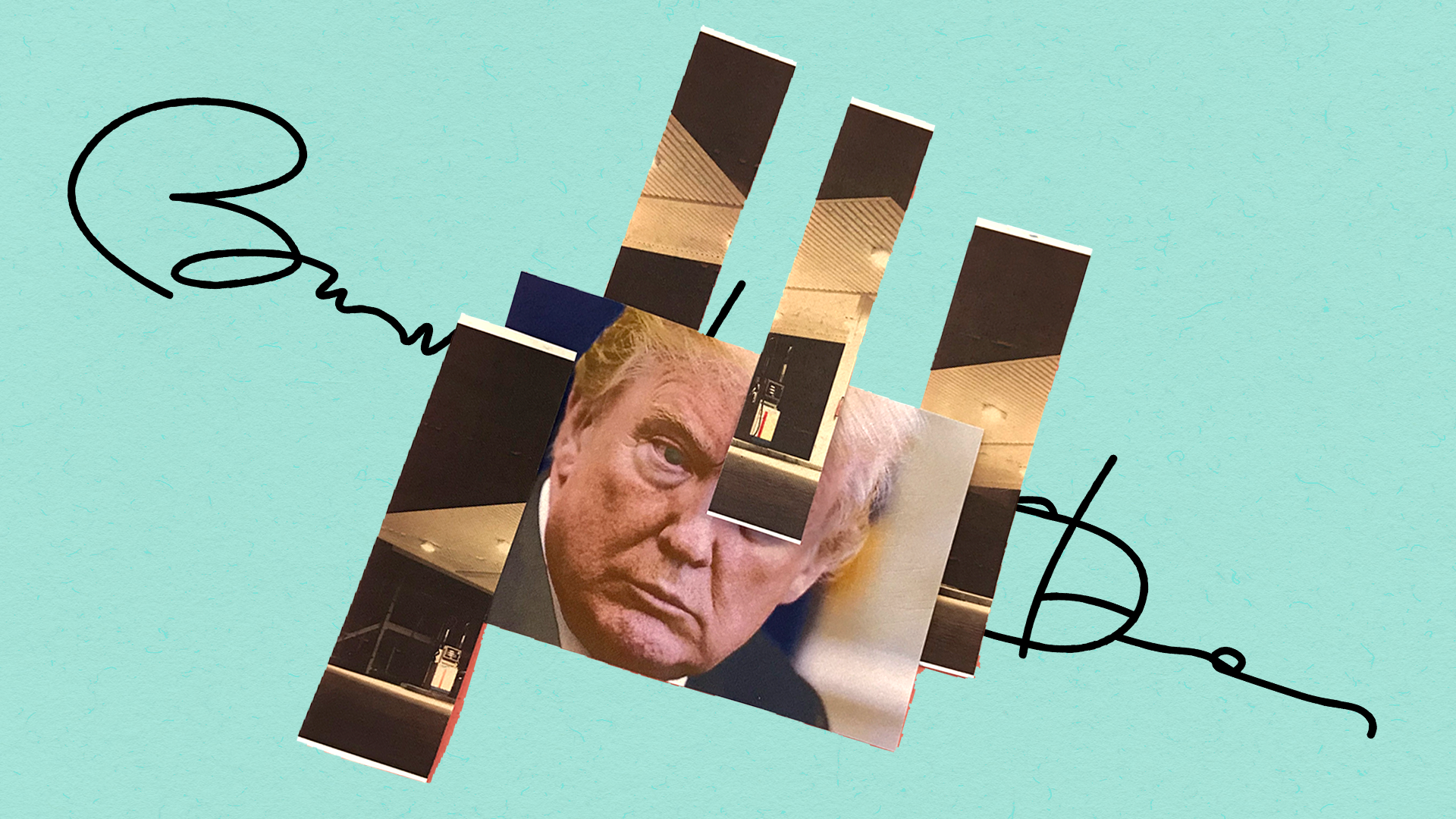 A Trump photo over Obama's signature