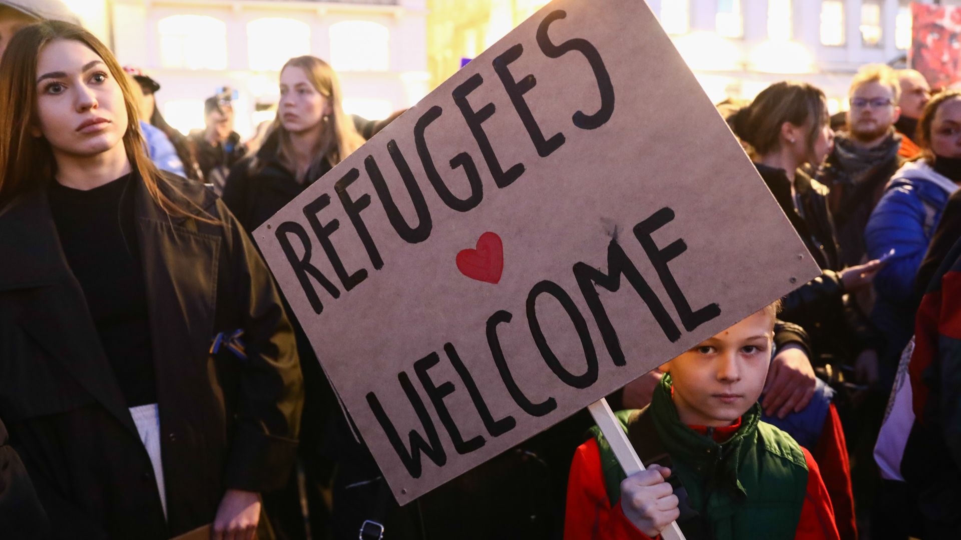 Poles at pro-Ukraine rally in Krakow