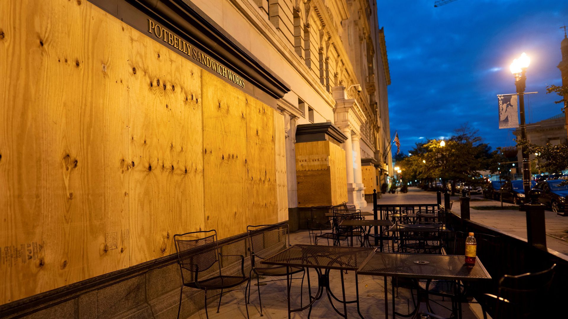 Boarded up windows in DC