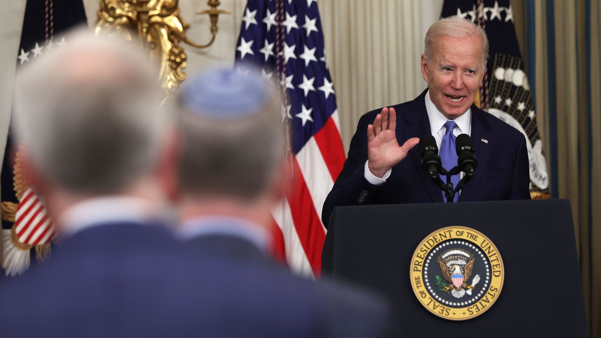 President Biden speaking in the White House on June 16.