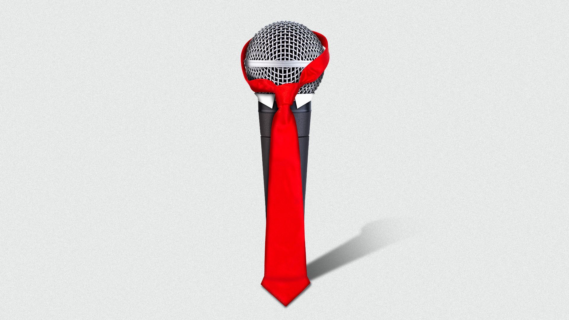 Illustration of a microphone wearing a big red tie