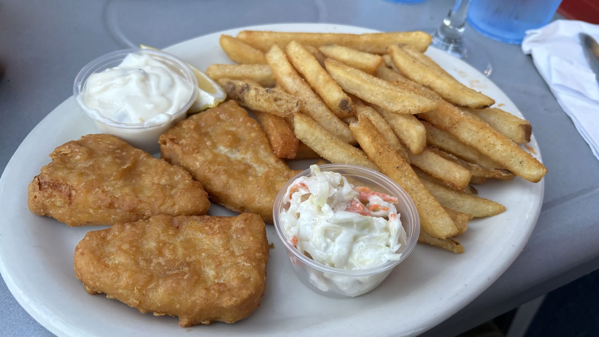 Fish and chips on a plate