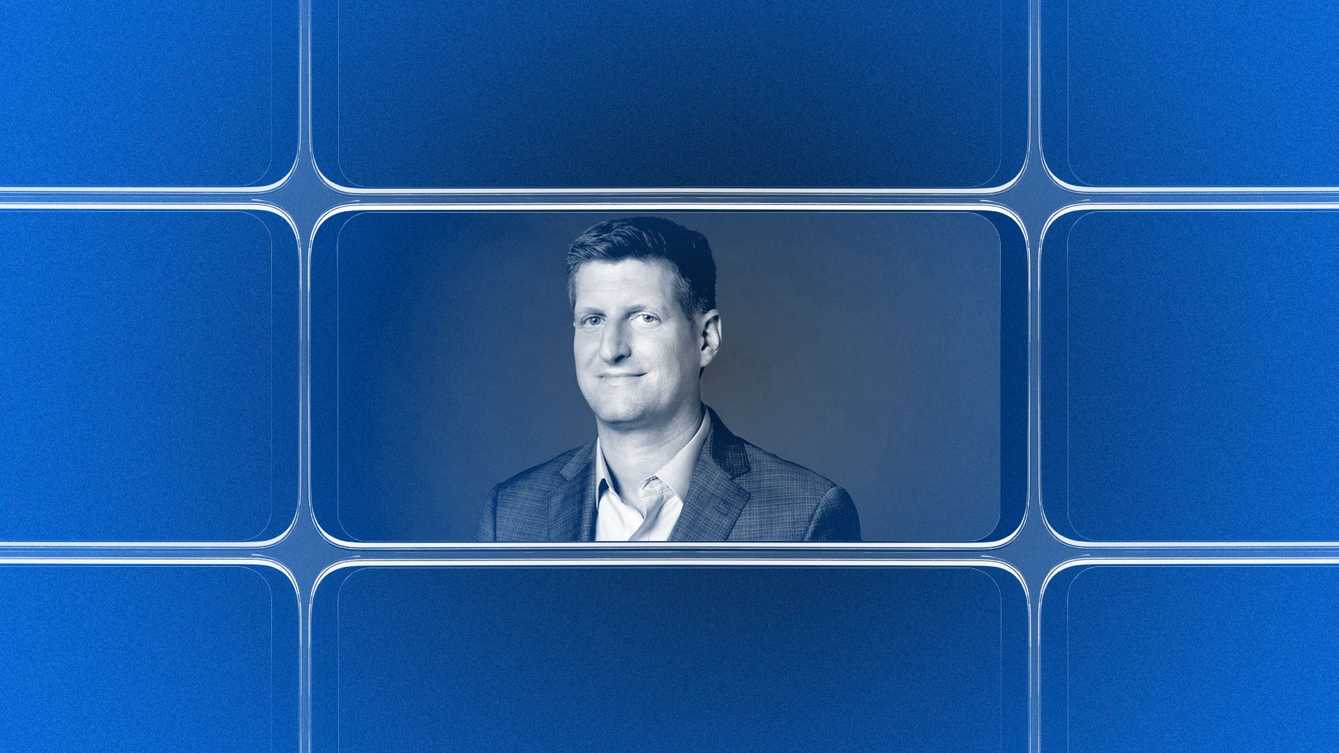 Photo illustration of Greg Bluestein surrounded by screens.