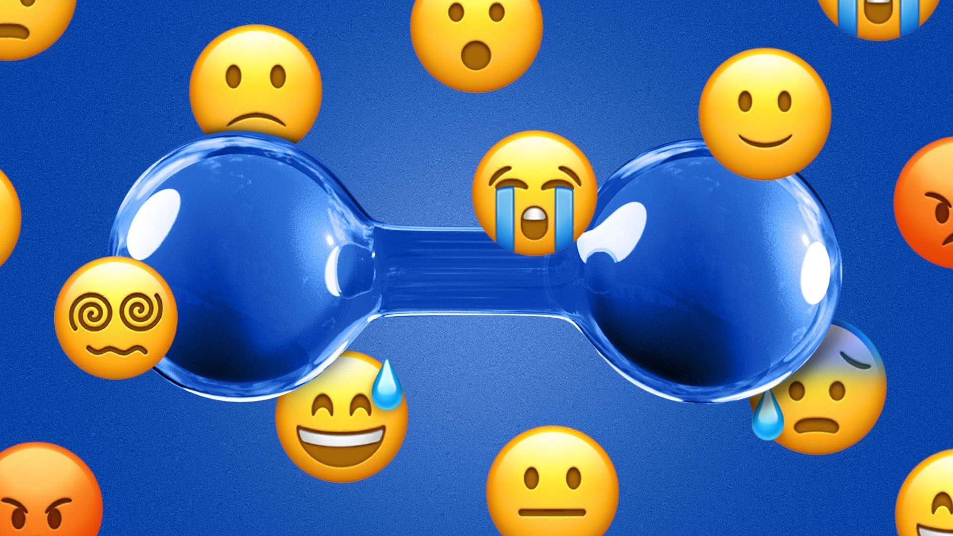 an illustration of a hydrogen cell with different reaction emojis surrounding it