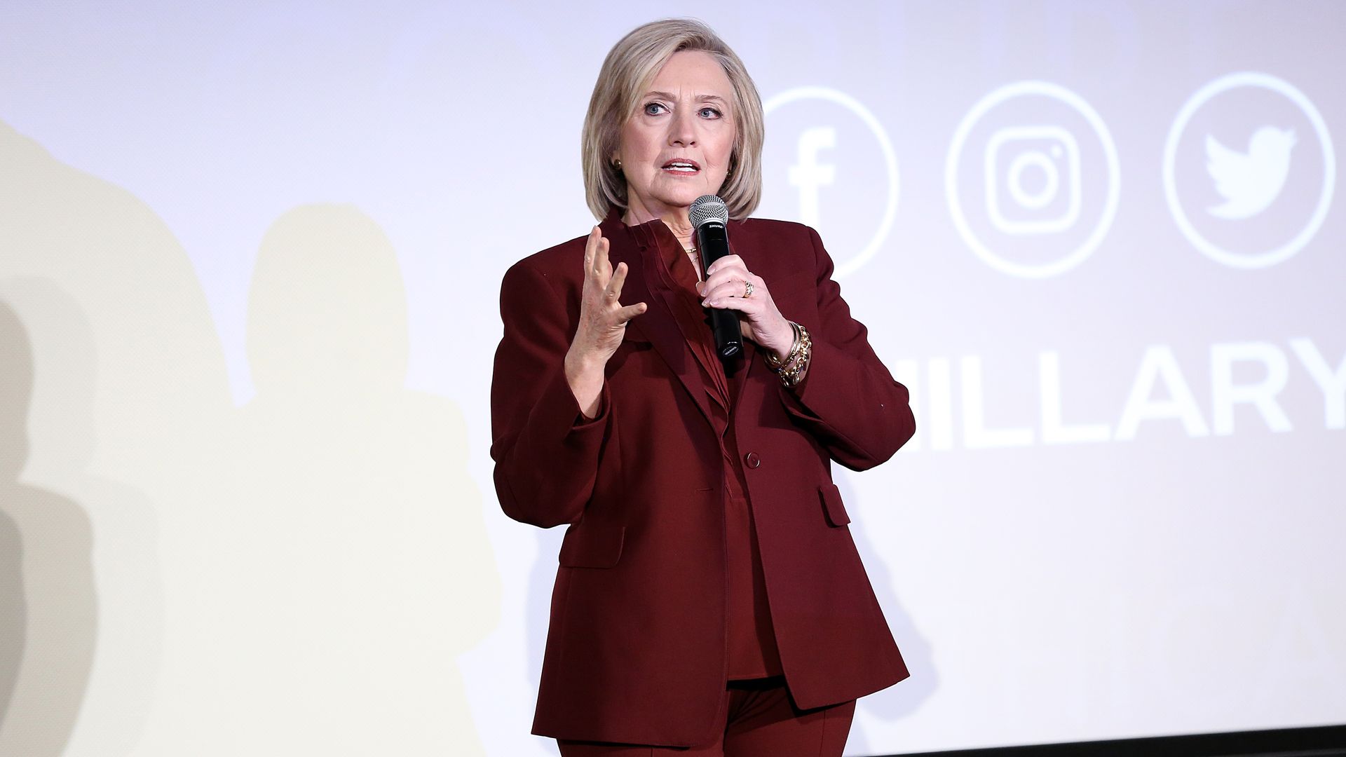 Hillary Rodham Clinton speaks onstage during Hulu's "Hillary" NYC Premiere on March 04, 2020 in New York City.