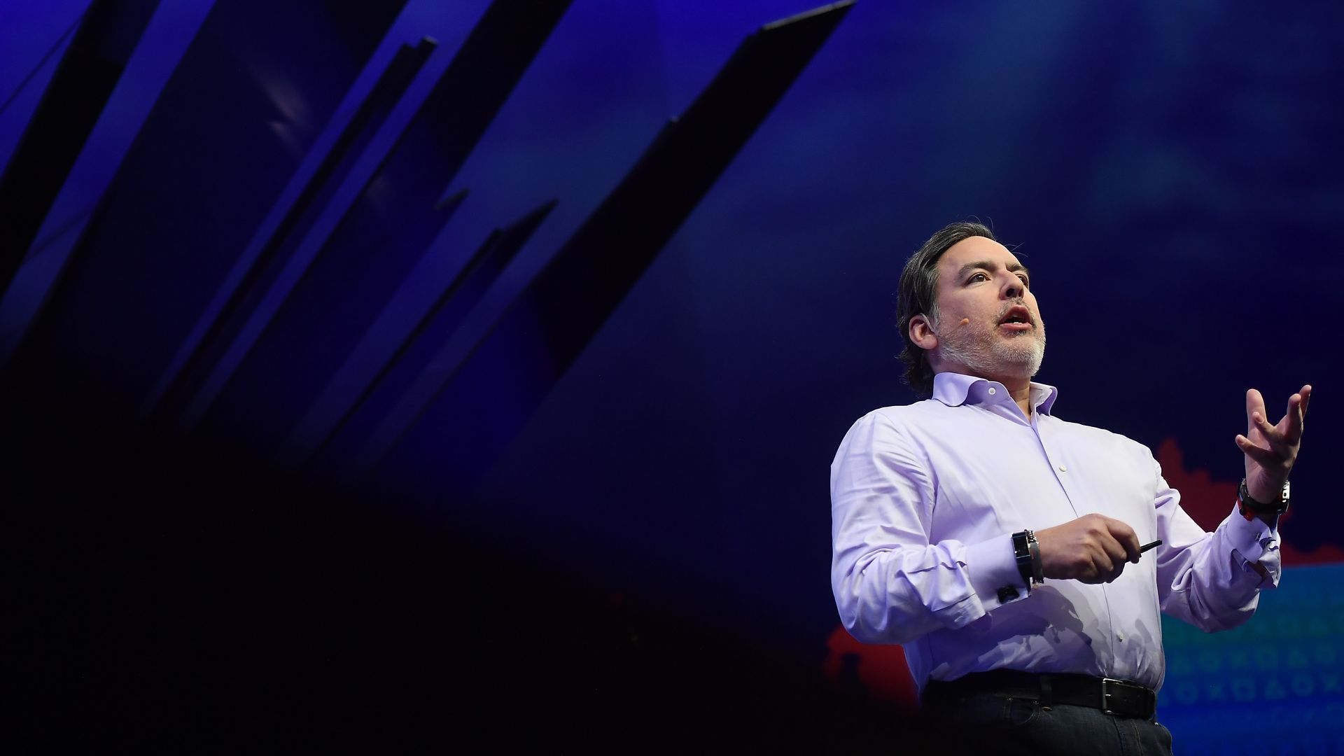 Photo of Shawn Layden speaking and gesturing with his hands