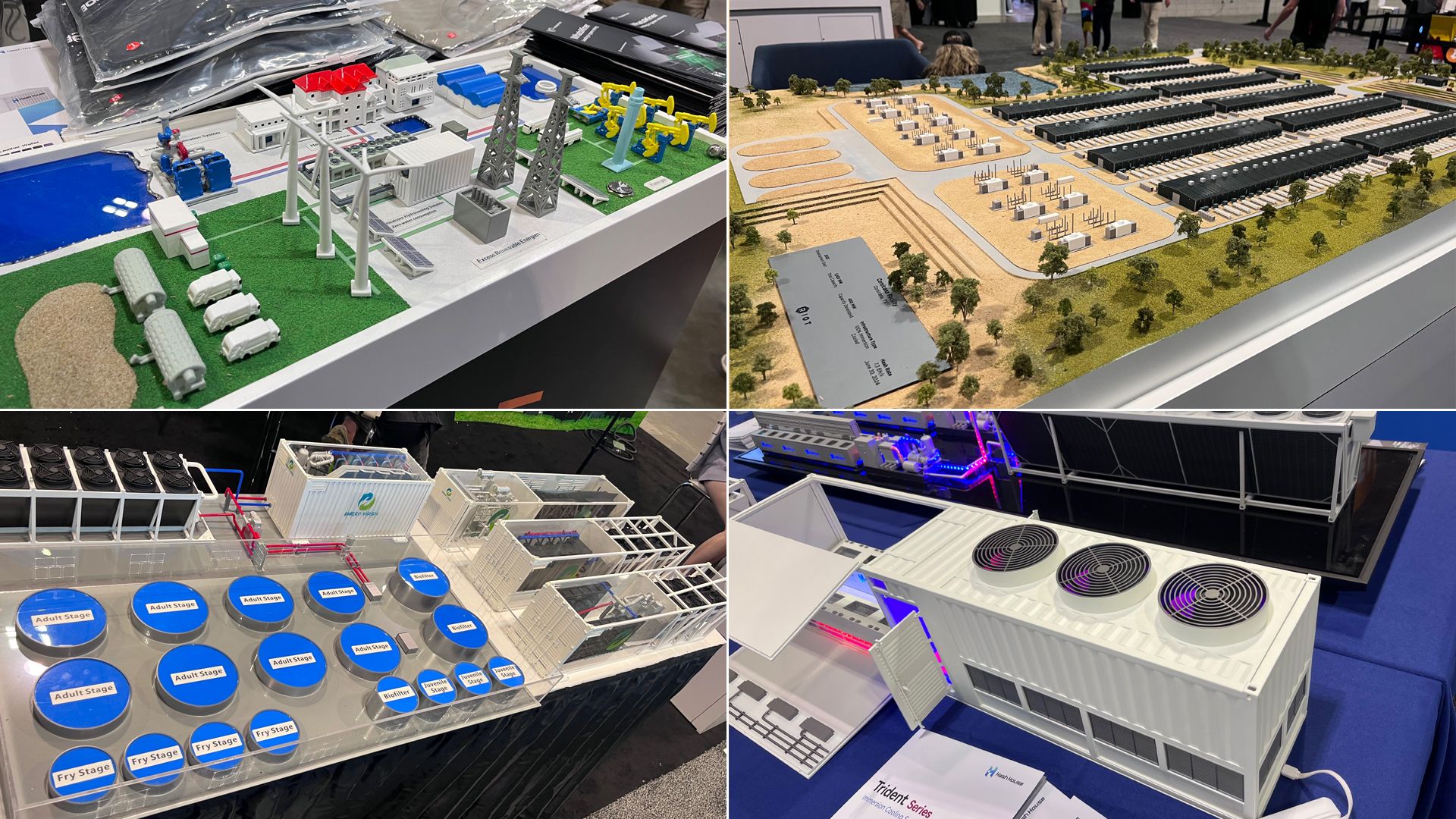 Four different images of models of mining sites