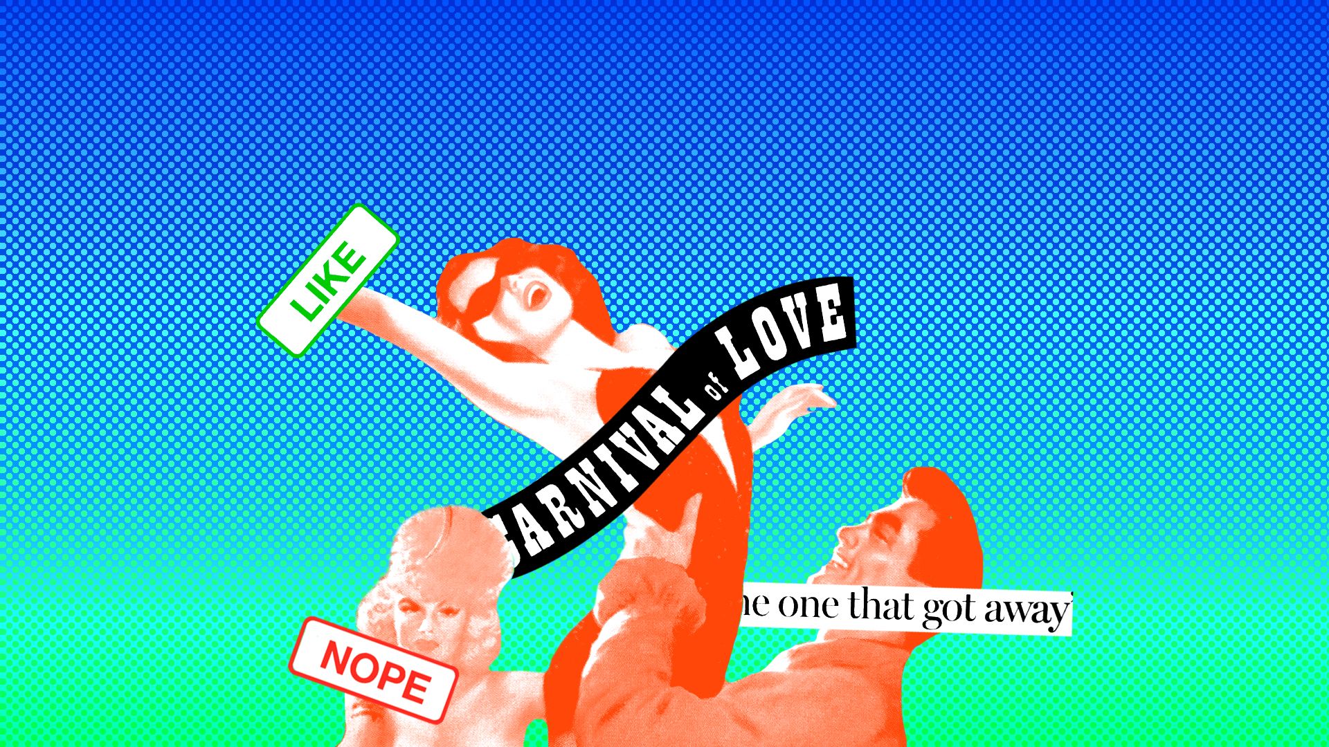 Collage of vintage romance imagery 