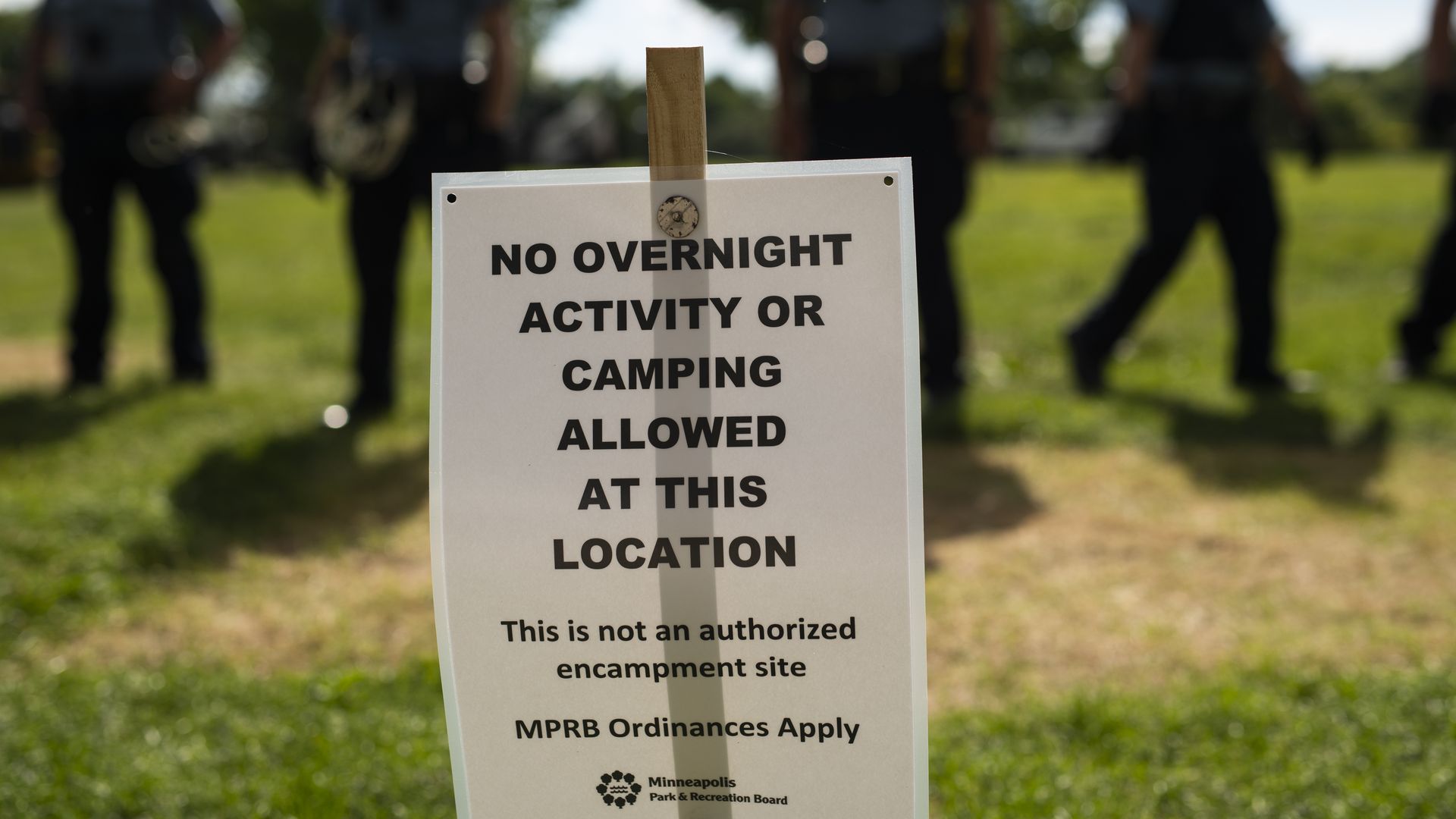 A sign saying no parking in a Minneapolis park 