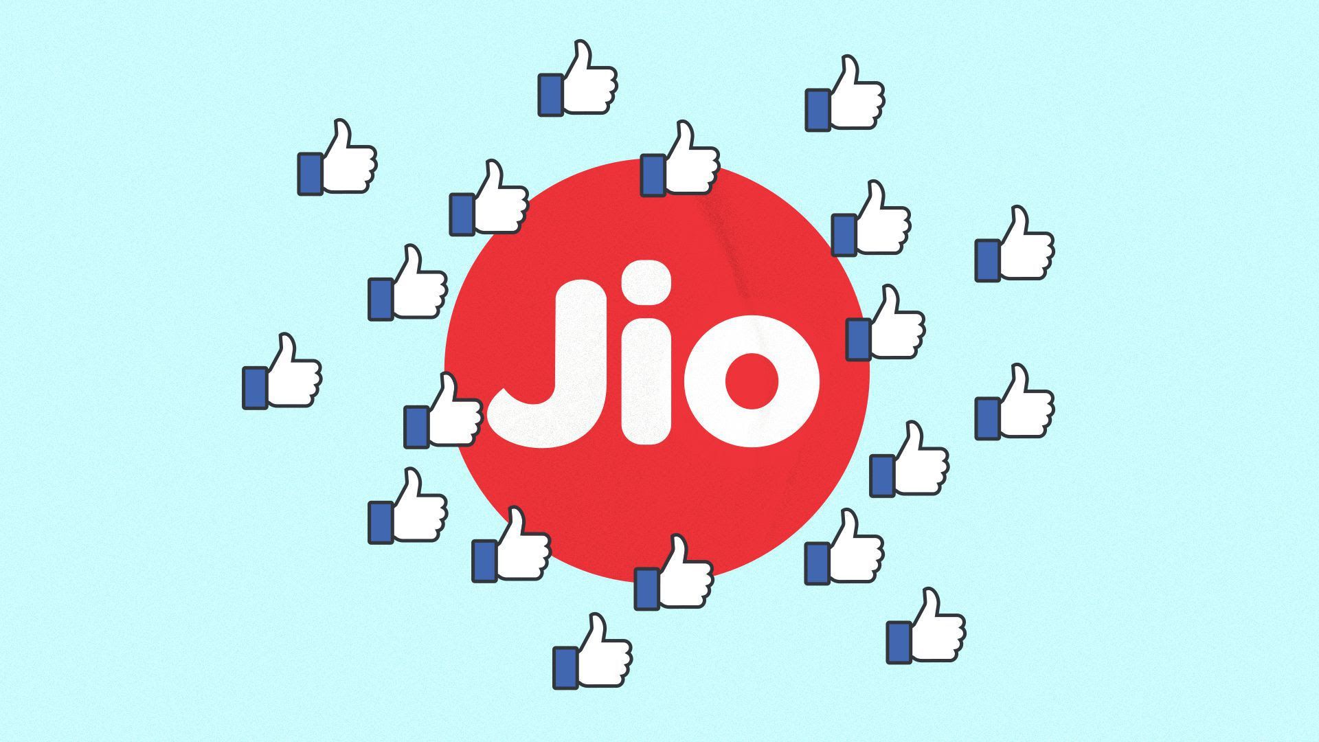 Illustration of thumbs ups around a Jio sign.