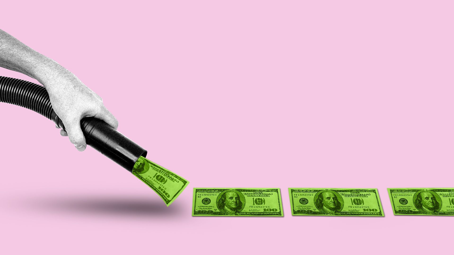 Illustration of someone vacuuming money